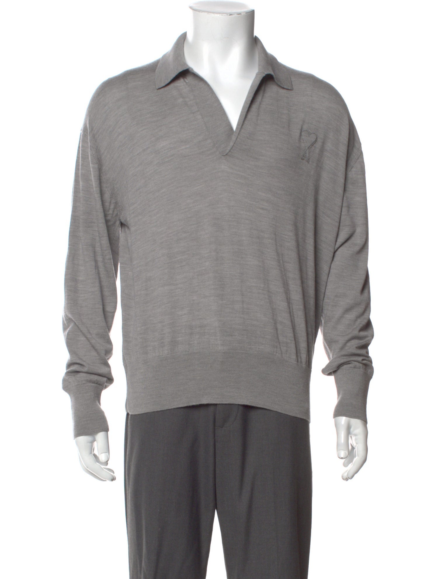 AMI Merino Wool Collar Polo Sweater