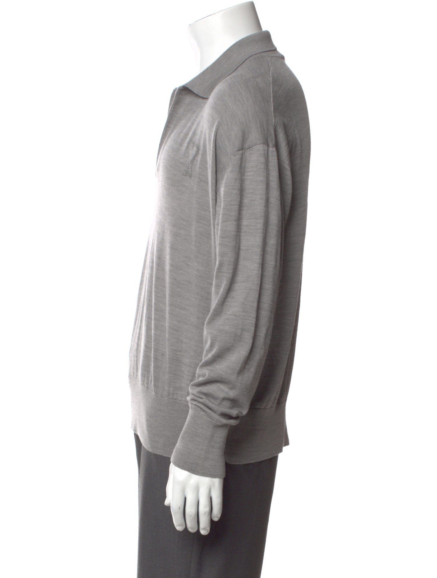 AMI Merino Wool Collar Polo Sweater