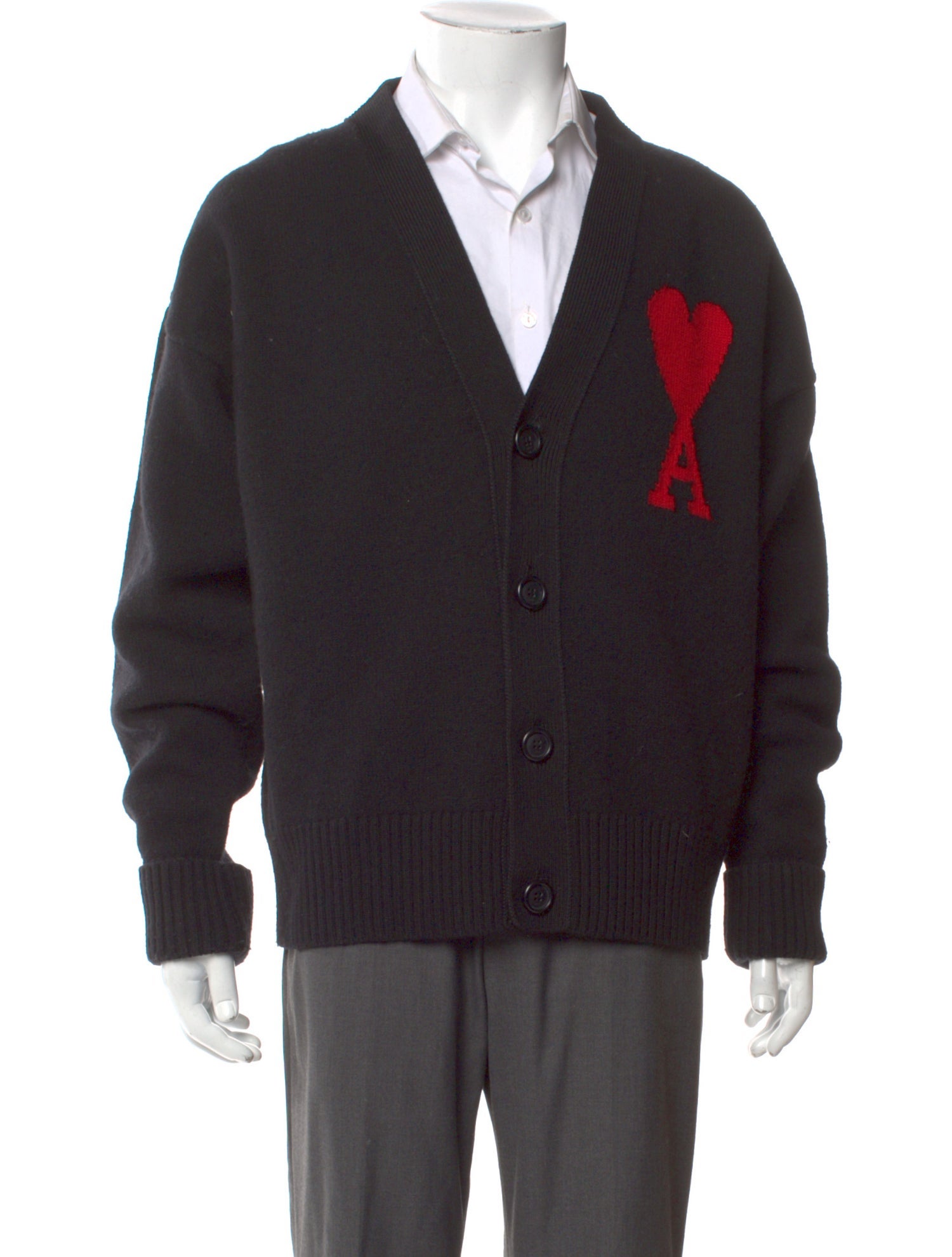 AMI Virgin Wool V-Neck Cardigan