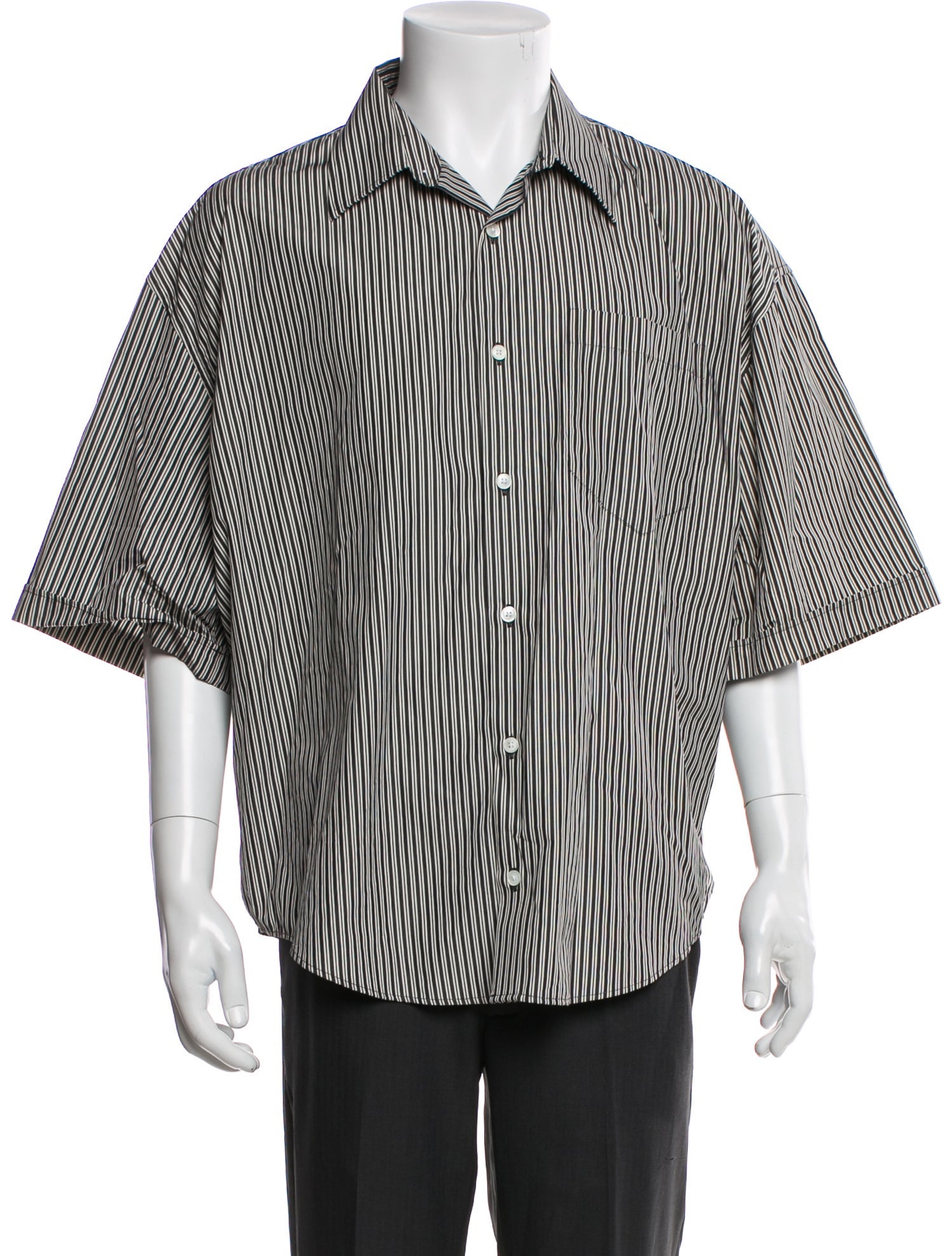 AMI Striped Three-Quarter Sleeve Shirt