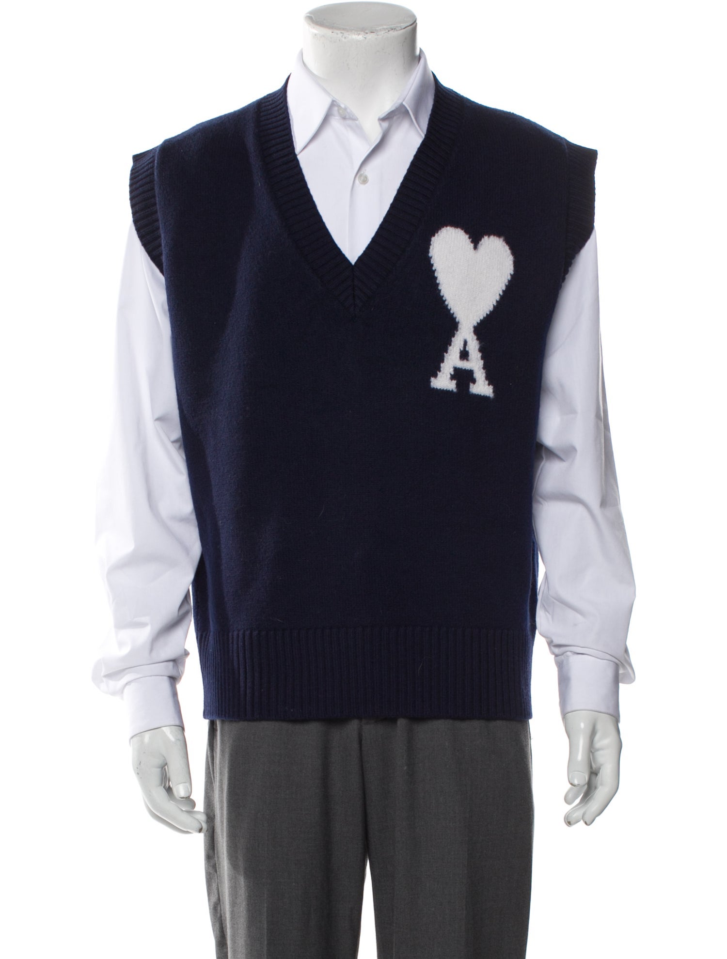 AMI Virgin Wool Graphic Print Sweater Vest