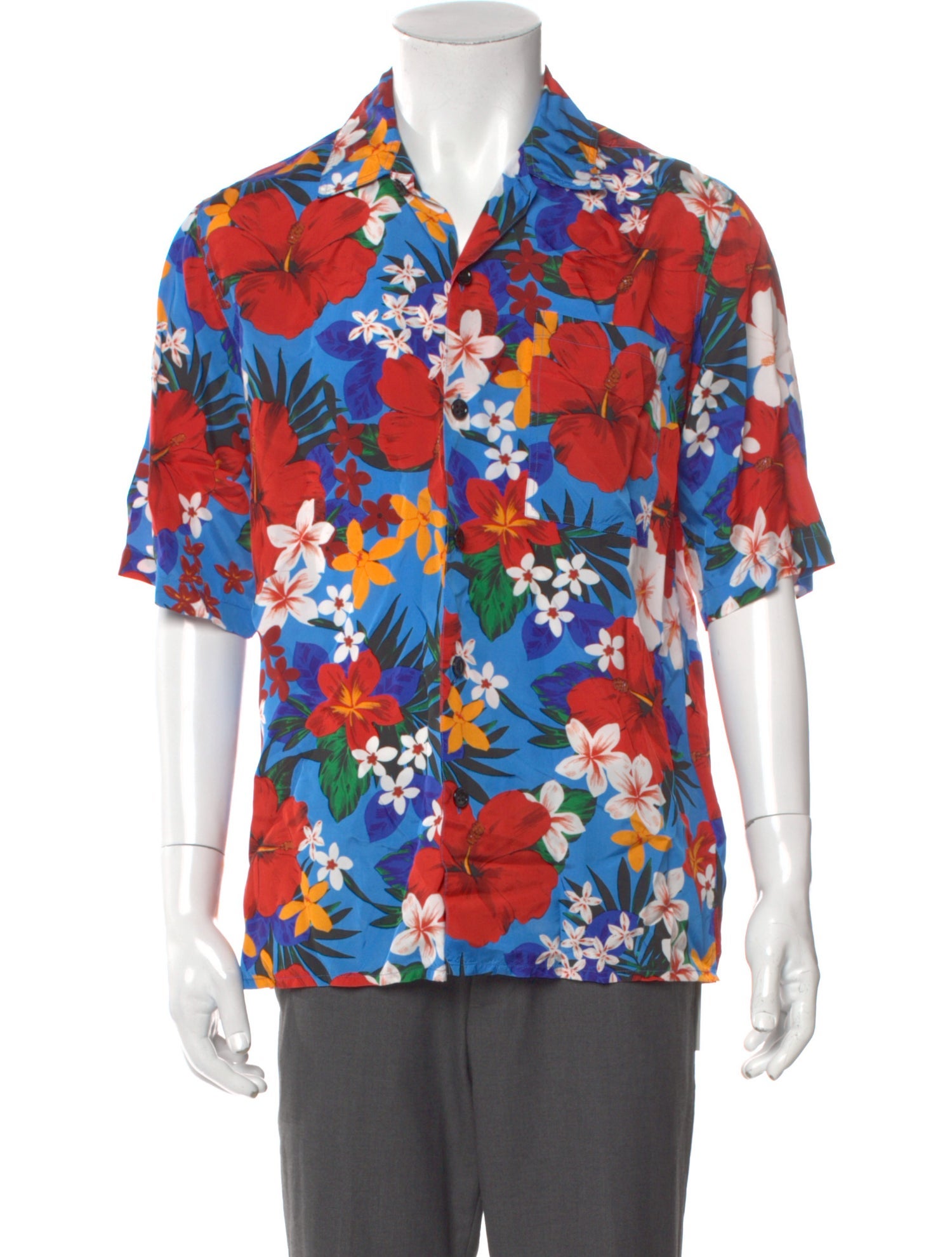 AMI Floral Print Short Sleeve Shirt