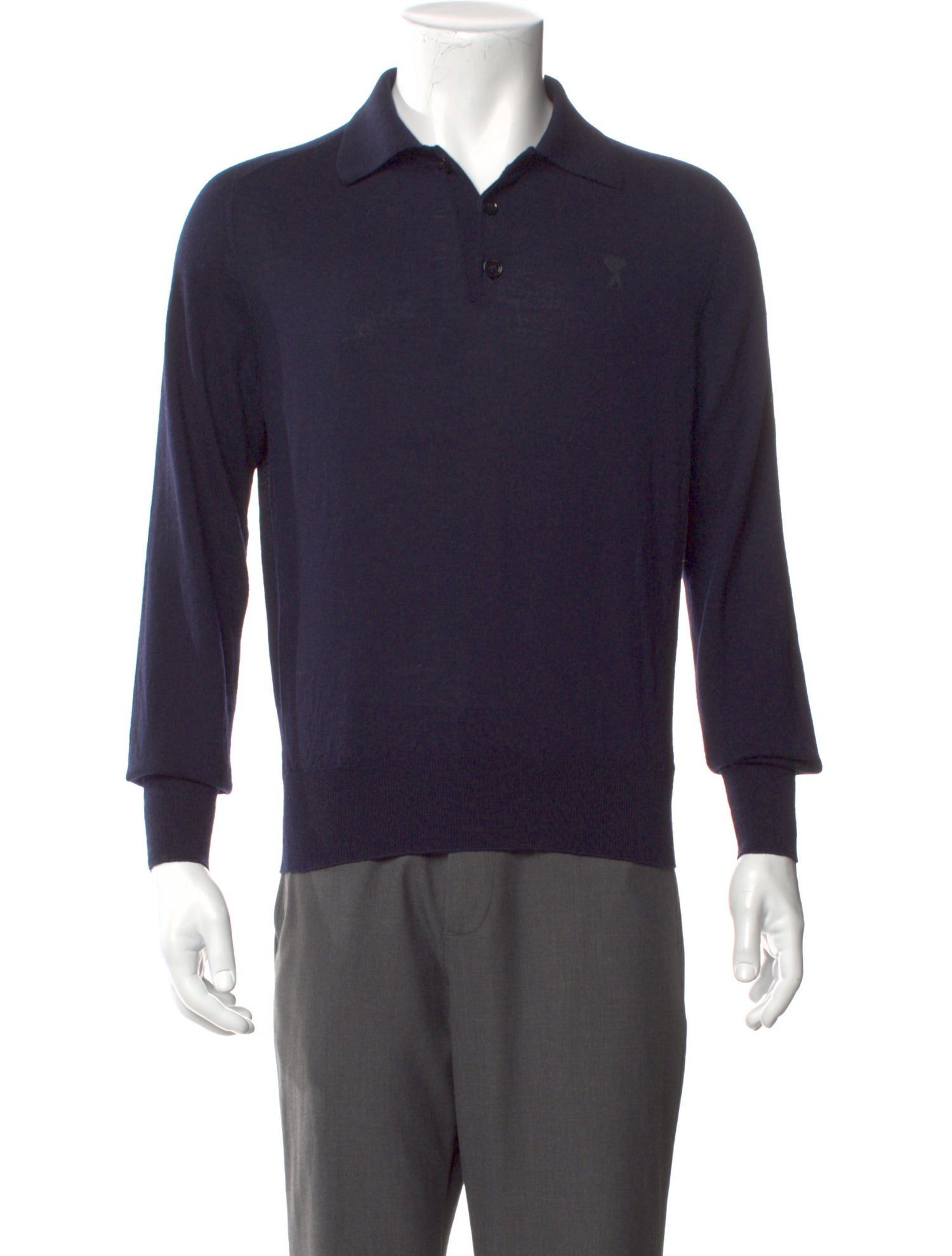 AMI Merino Wool Collar Polo Sweater