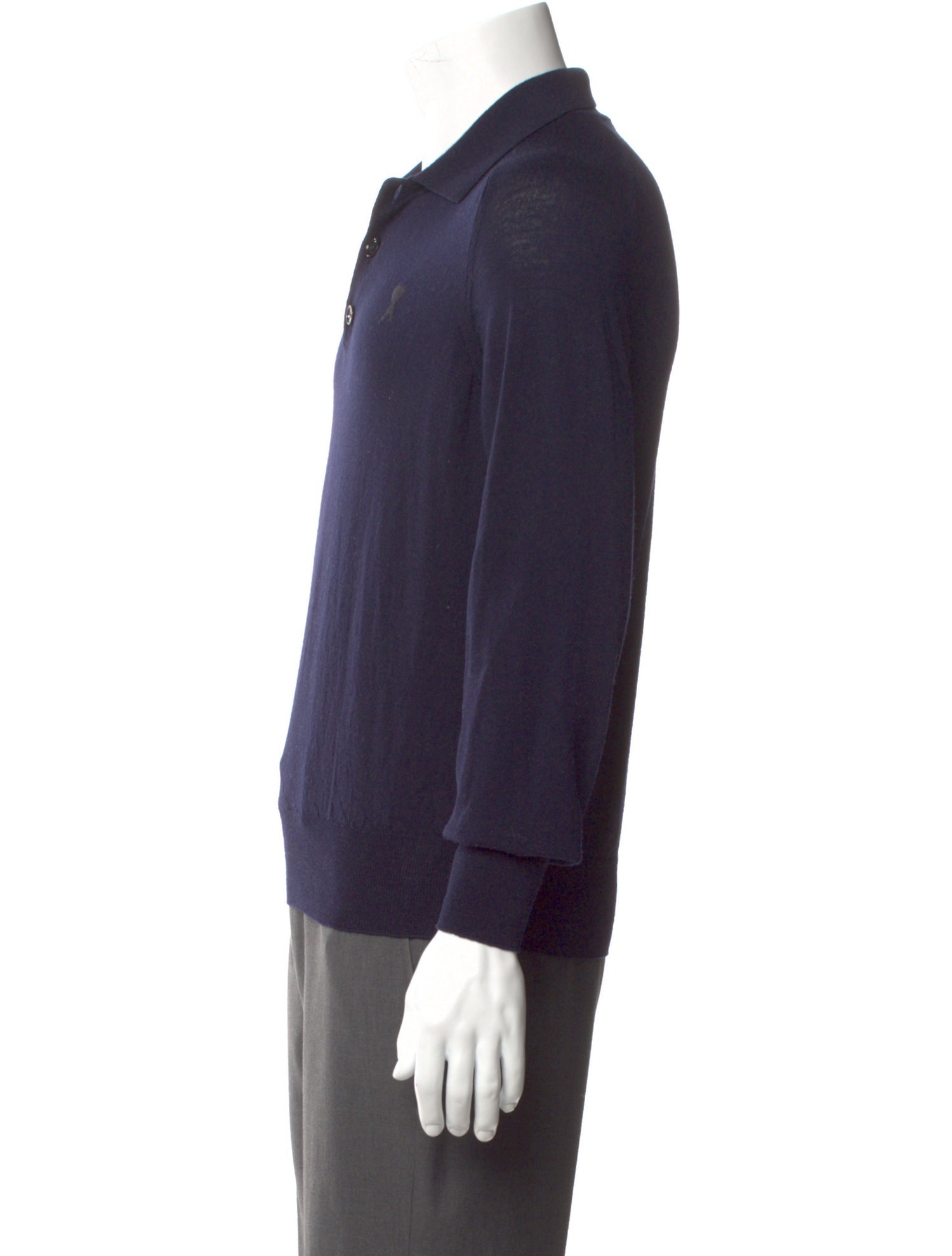 AMI Merino Wool Collar Polo Sweater