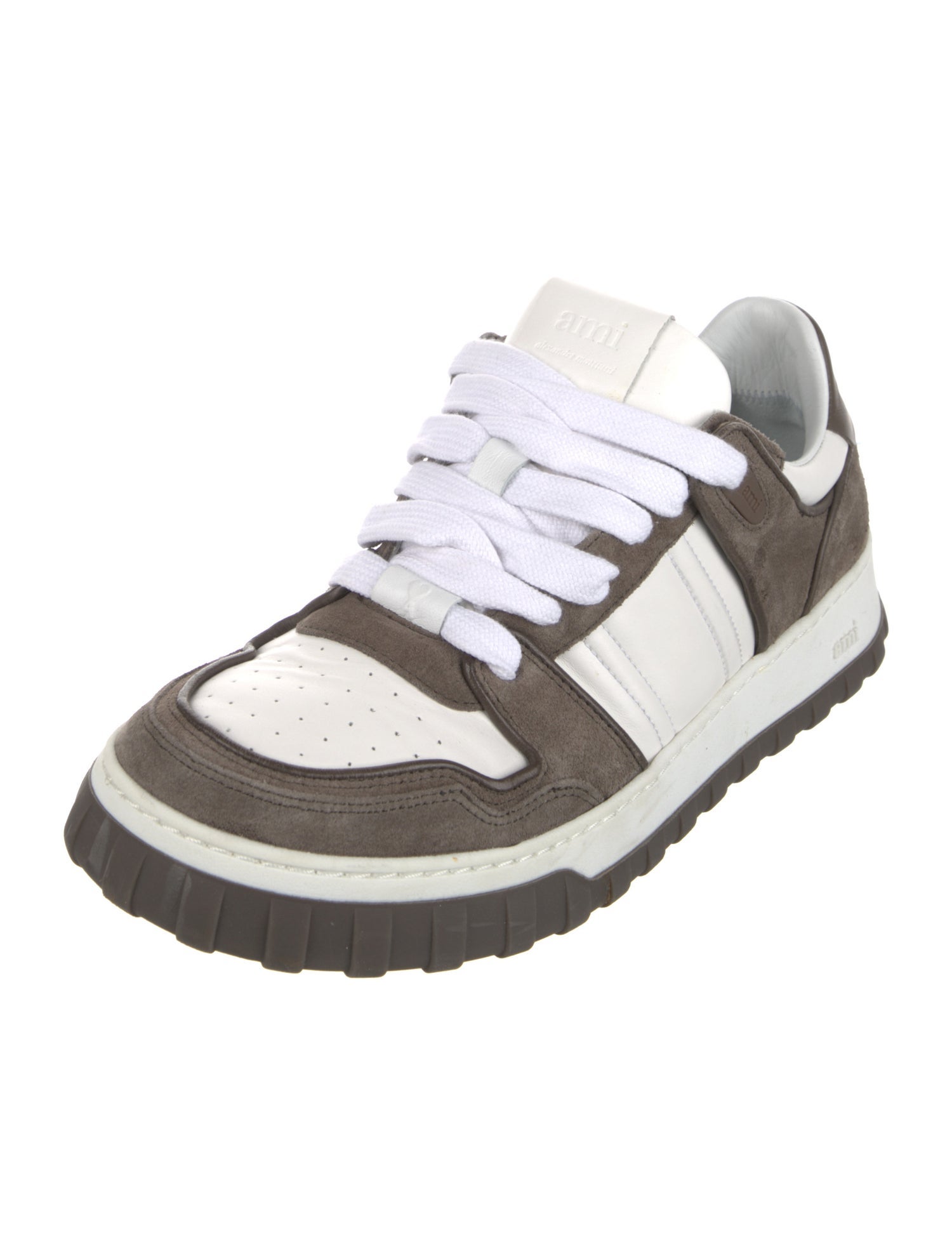 AMI Leather Colorblock Pattern Sneakers