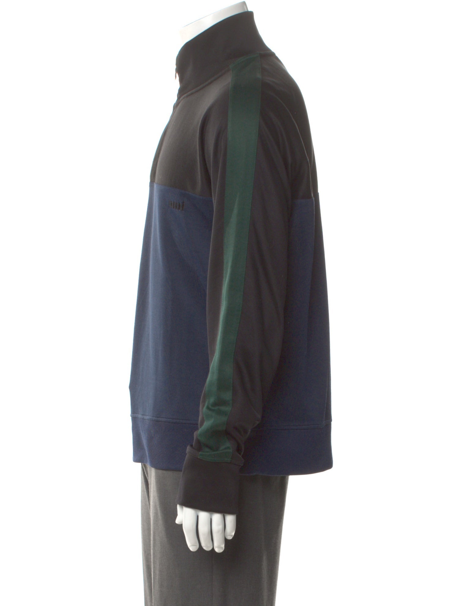 AMI Colorblock Pattern Mock Neck Polo Sweater