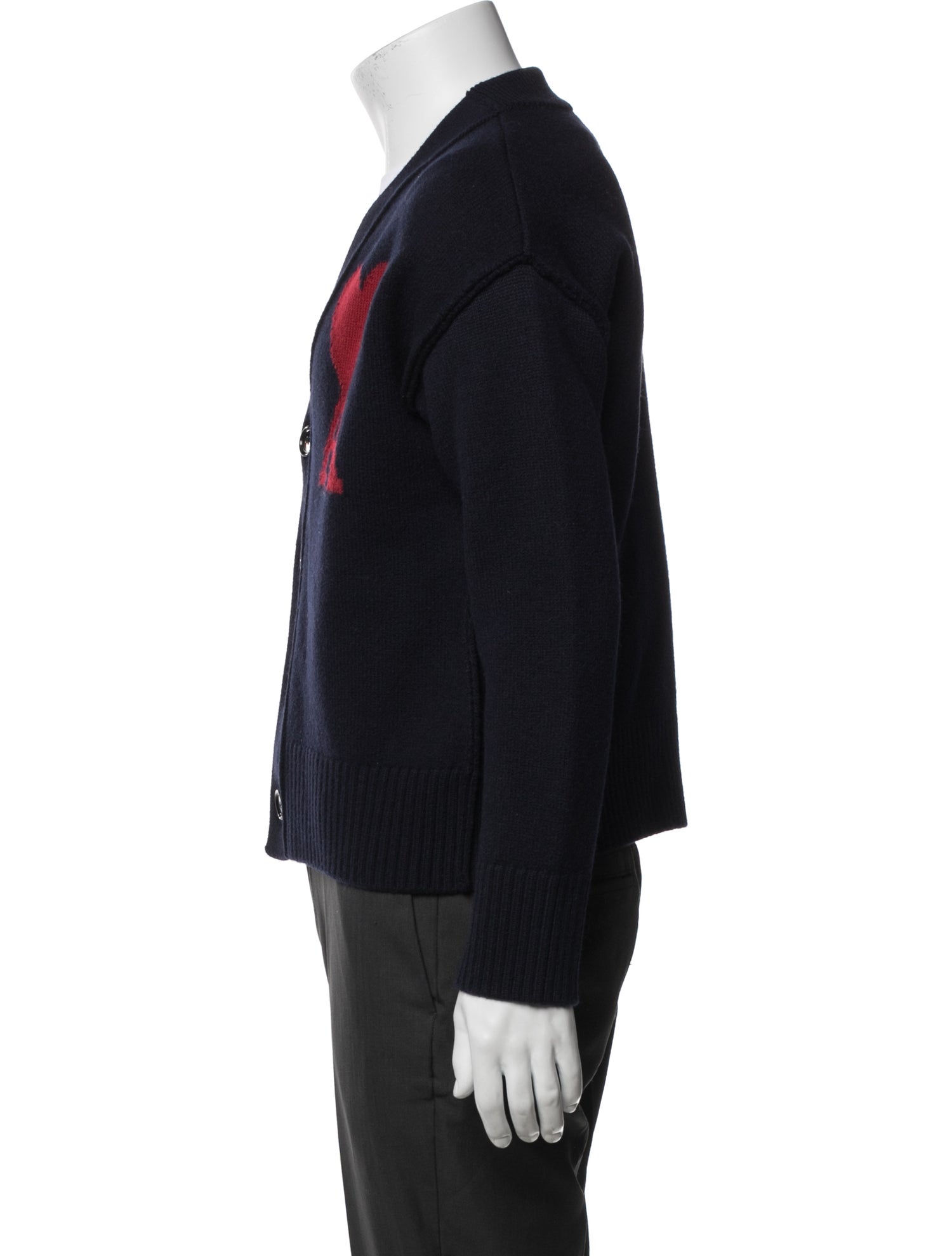 AMI Virgin Wool Graphic Print Cardigan