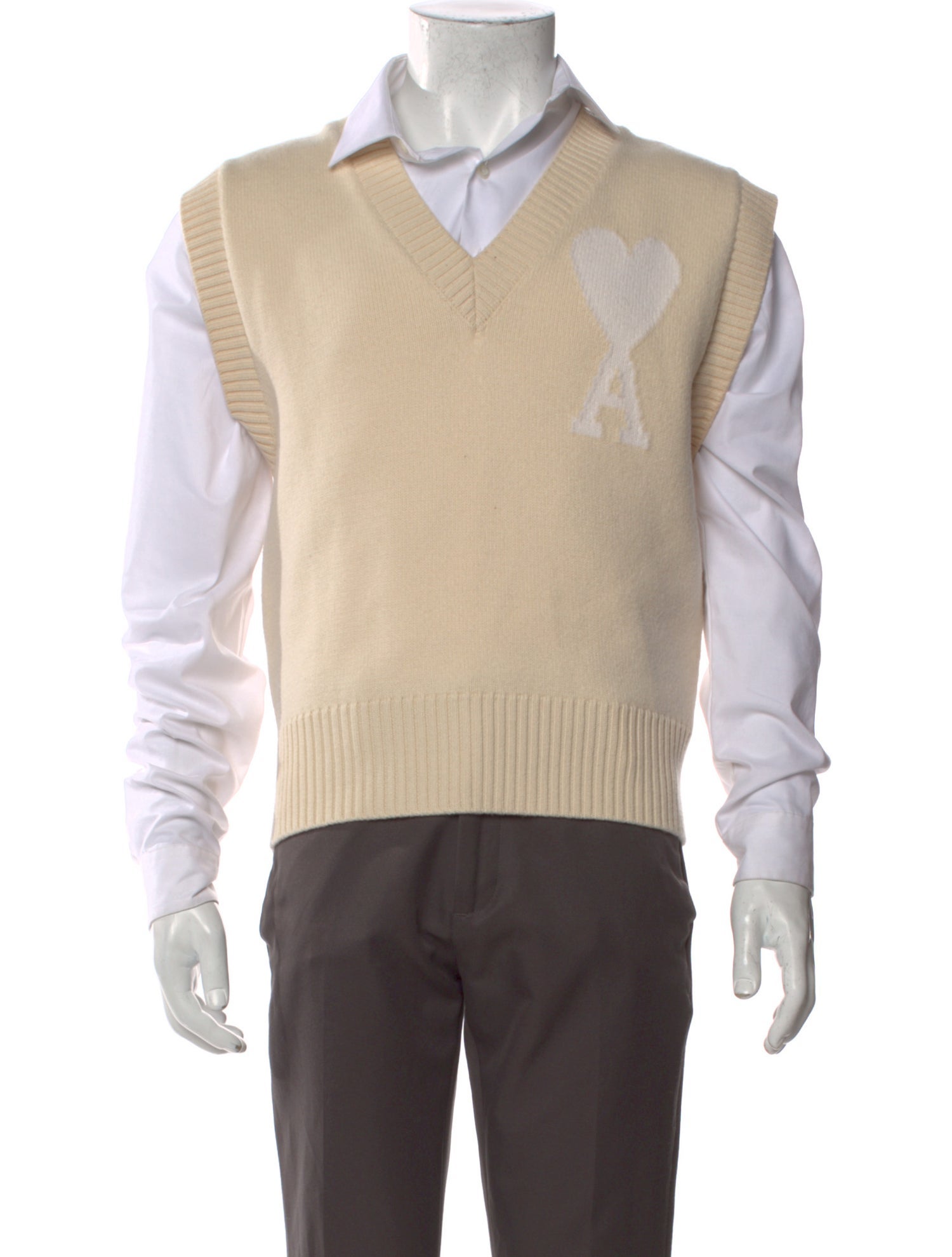 AMI Virgin Wool Graphic Print Sweater Vest