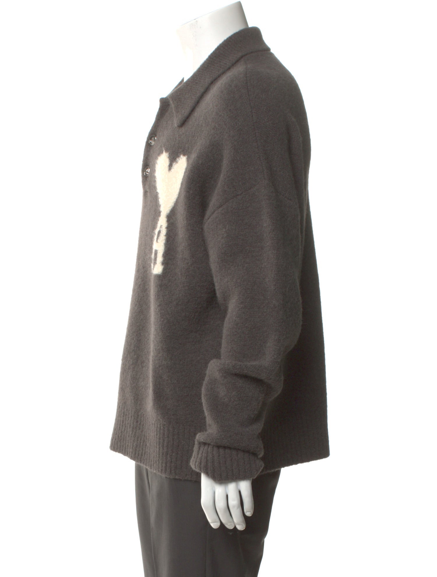 AMI Alpaca Graphic Print Polo Sweater