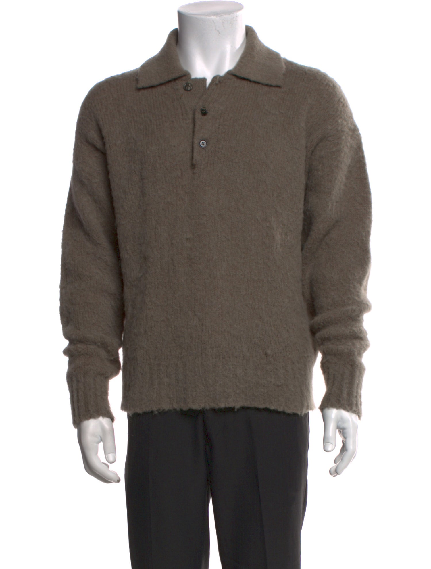 AMI Collar Long Sleeve Polo Sweater