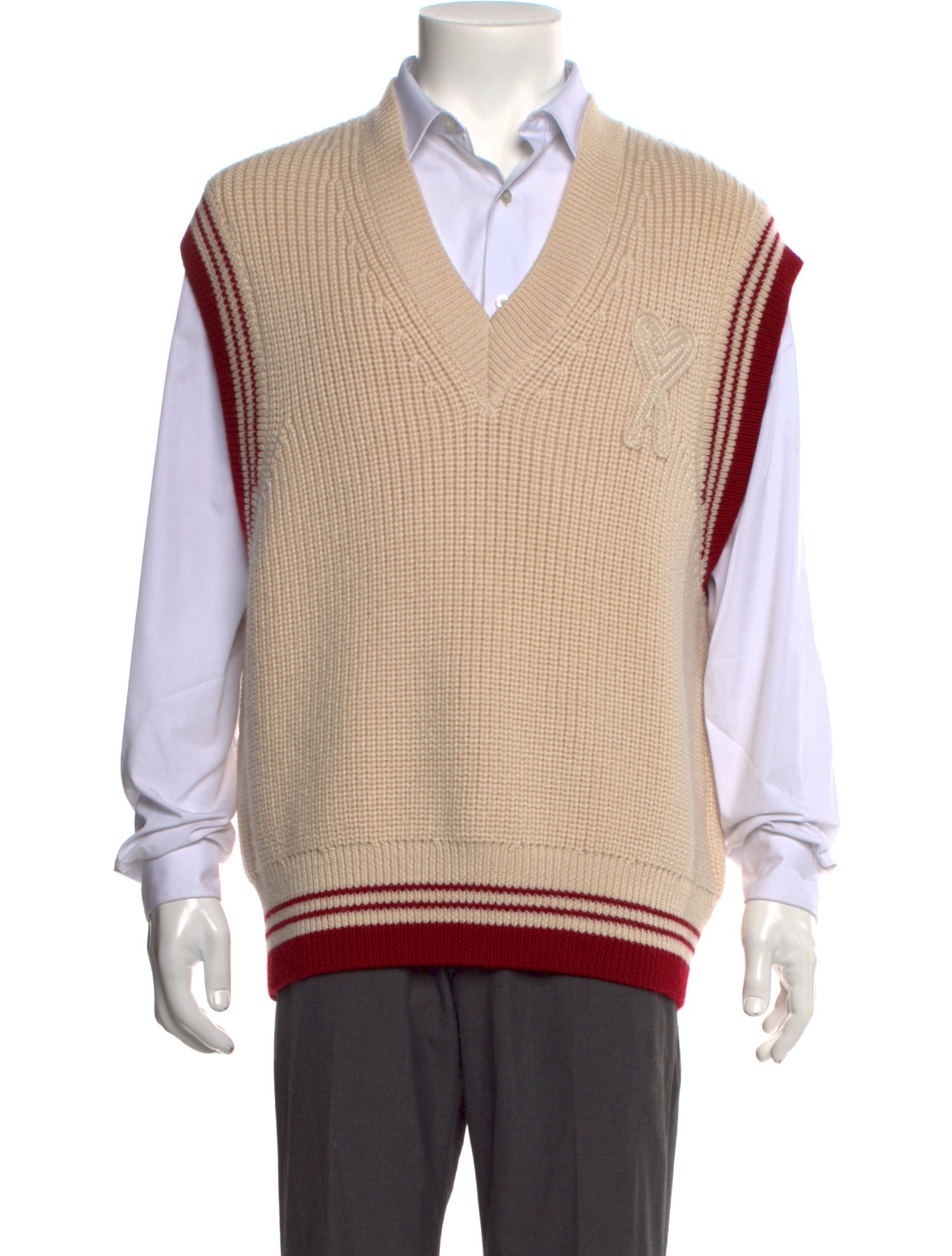 AMI Virgin Wool Striped Sweater Vest