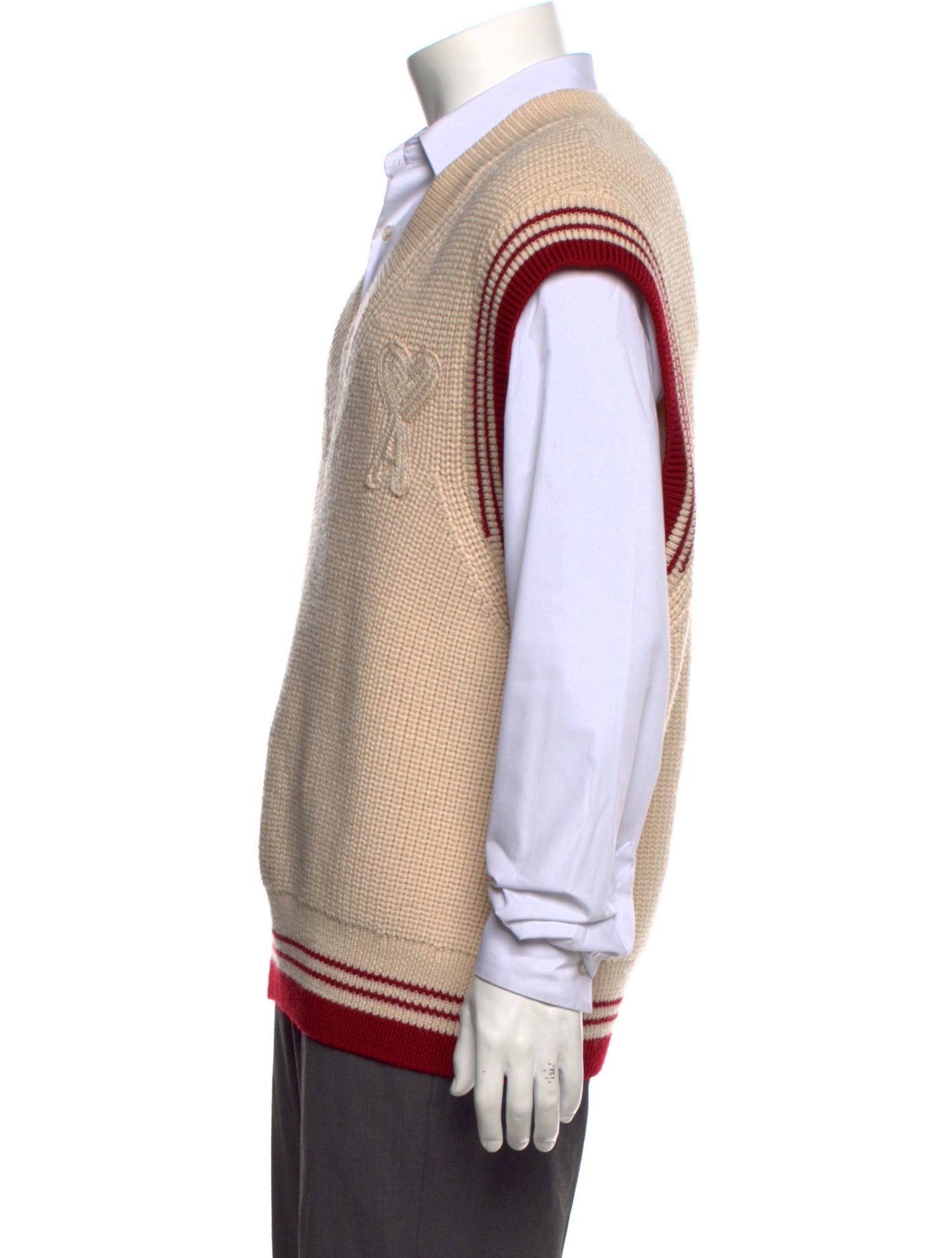 AMI Virgin Wool Striped Sweater Vest