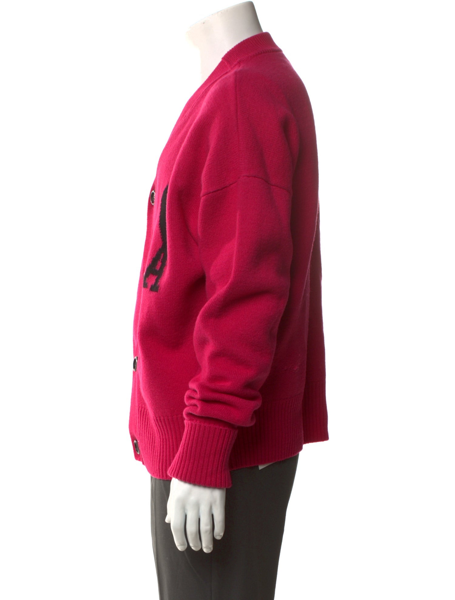 AMI Virgin Wool Graphic Print Cardigan