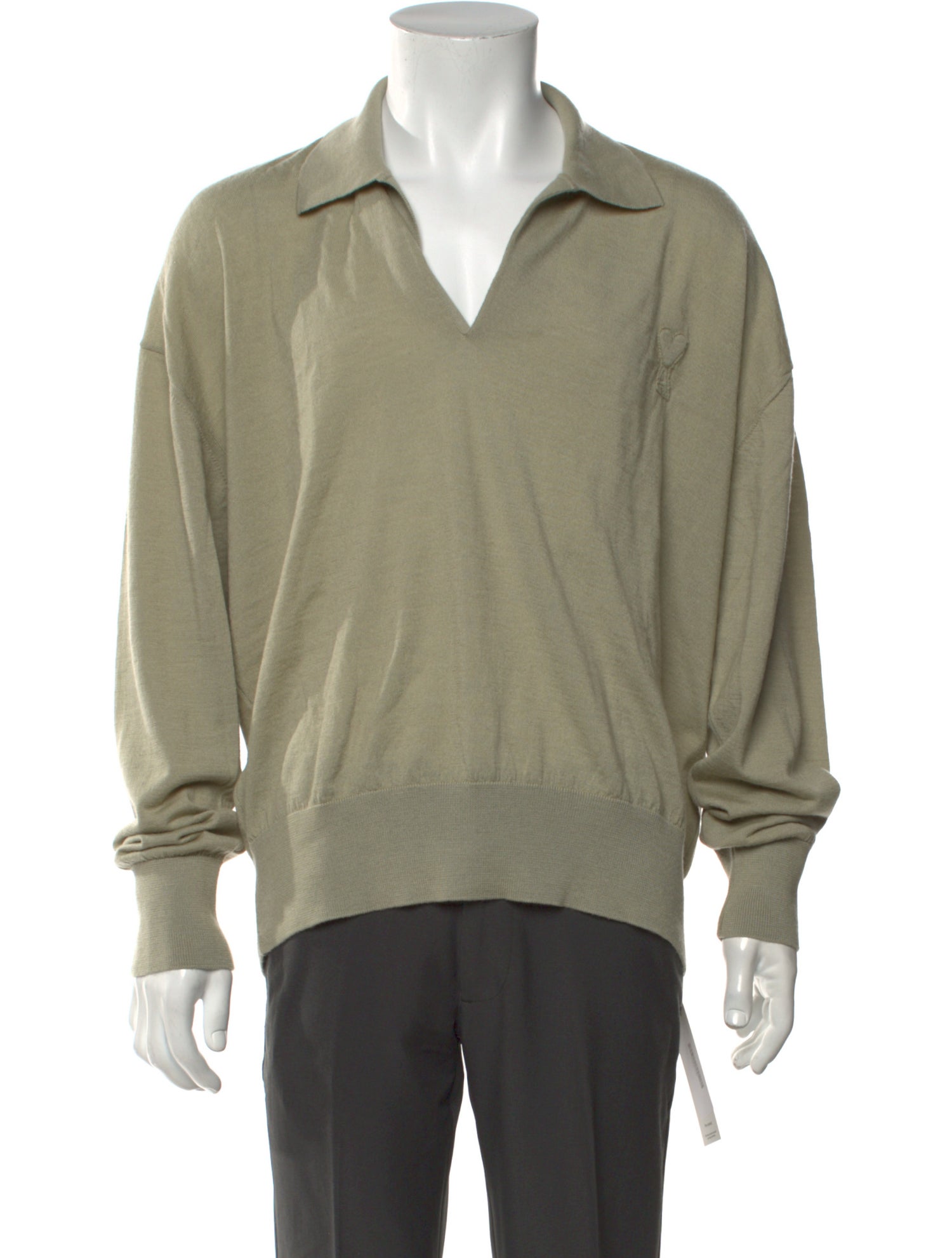 AMI V-Neck Long Sleeve Polo Sweater