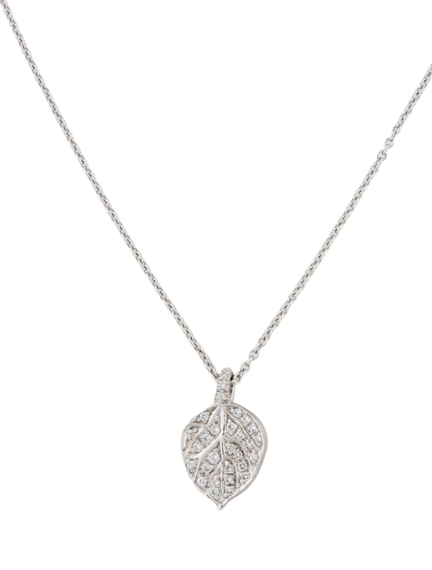 Aaron Henry 18K Diamond Aspen Leaf Pendant Necklace