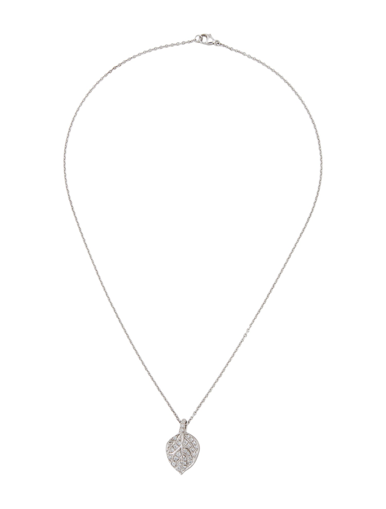 Aaron Henry 18K Diamond Aspen Leaf Pendant Necklace