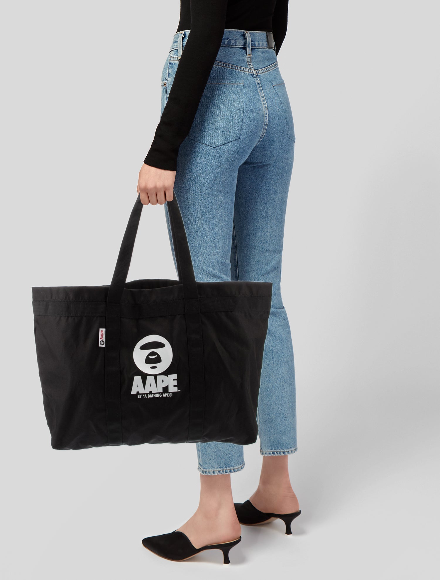 Aape by A Bathing Ape Nylon Logo Tote Bag - Black Totes, Bags 