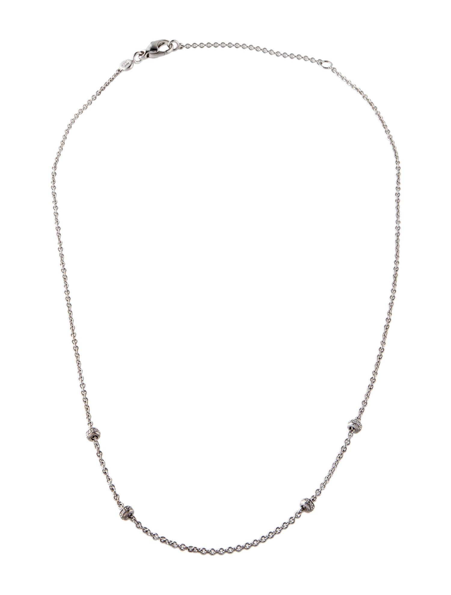 Aaron Basha 18K Diamond Barrel Station Necklace
