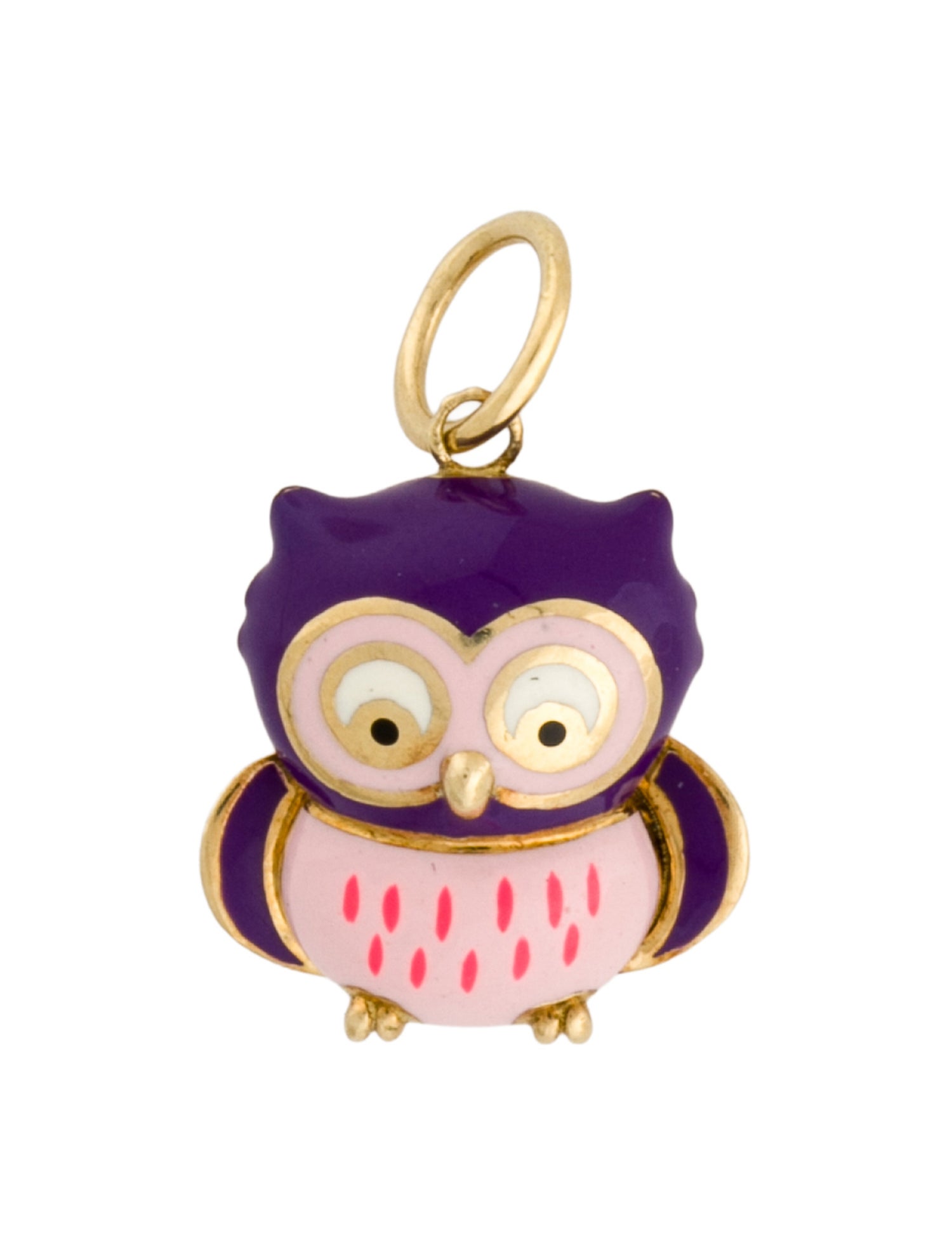 Aaron Basha 18K Enamel Owl Pendant
