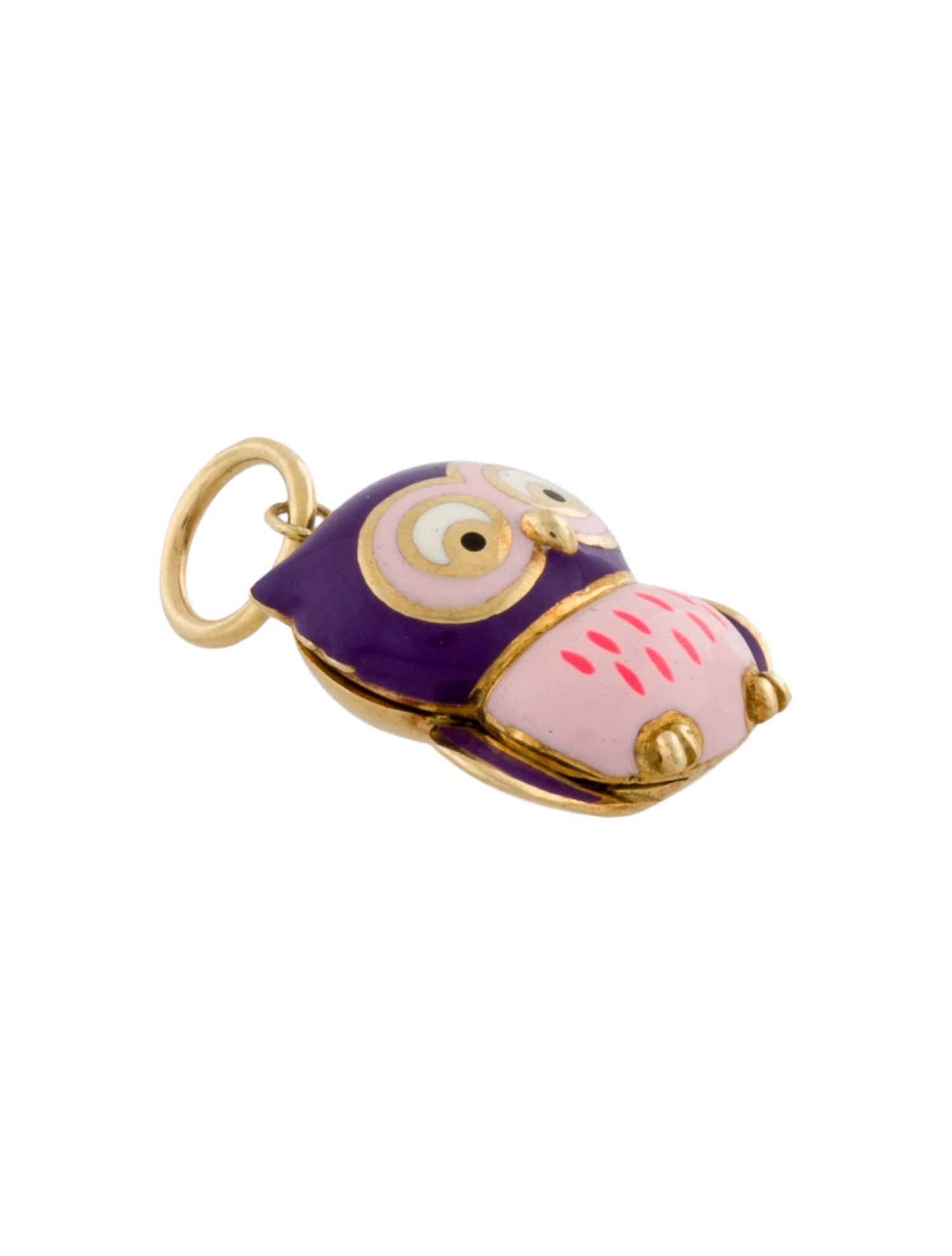 Aaron Basha 18K Enamel Owl Pendant
