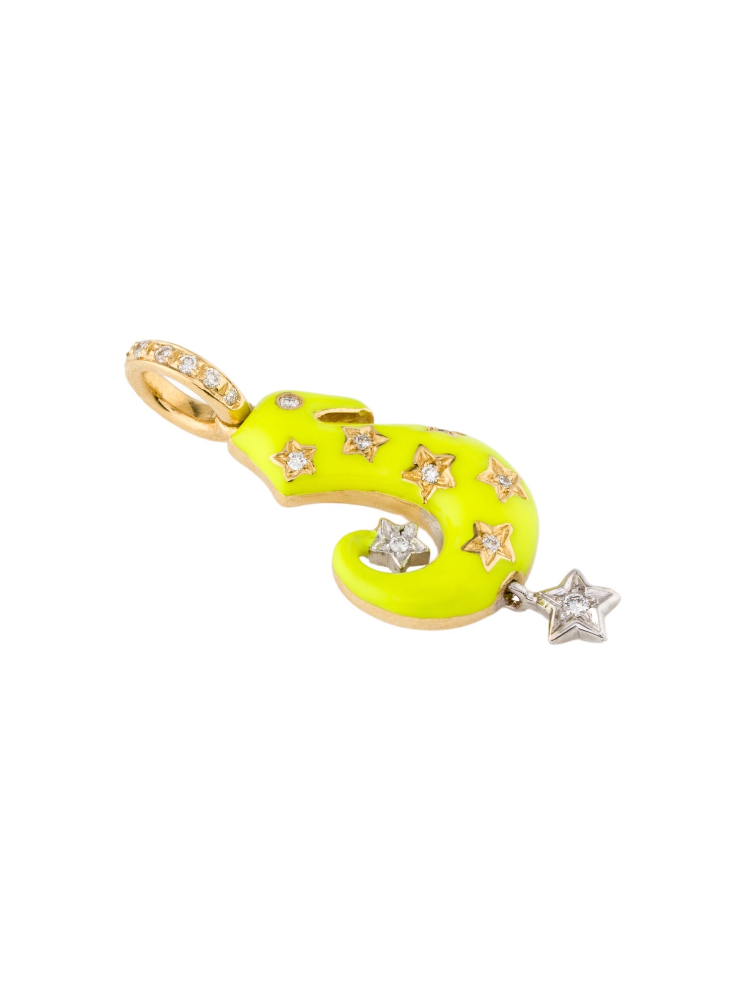 Aaron Basha 18K Diamond Enamel Star Seahorse Charm