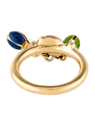 Aaron Basha 18K Diamond & Enamel Double Ladybug Drop Ring