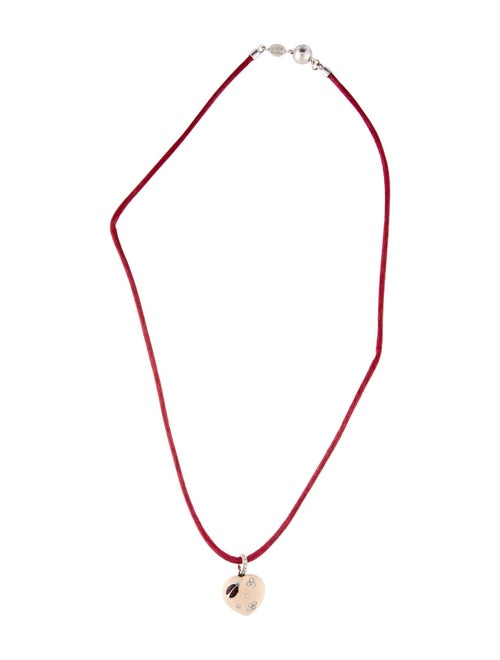 Aaron Basha 18K Diamond, Enamel & Cord Puffy Ladybug Heart Necklace