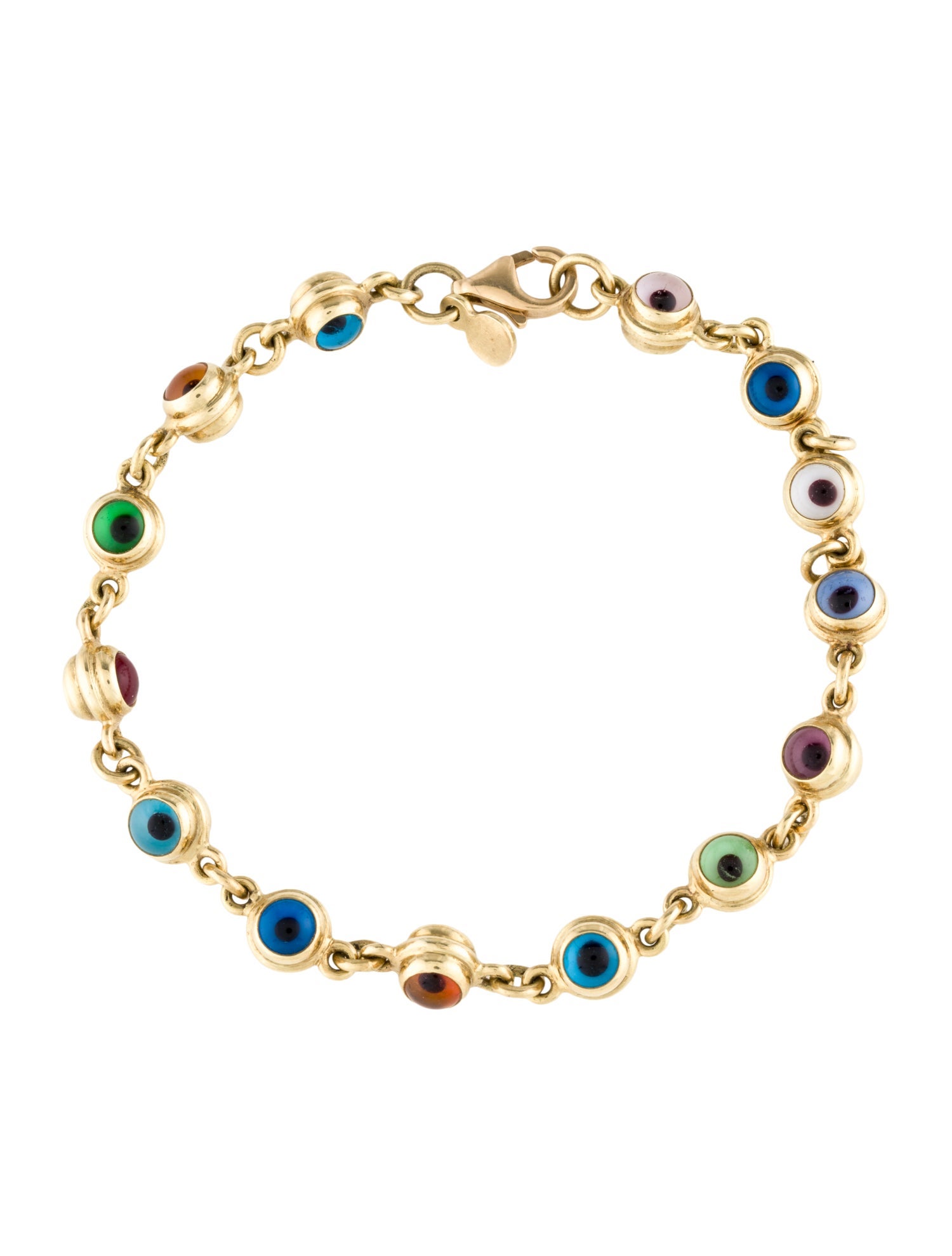 Aaron Basha 18K Small Glass Eye Link Bracelet