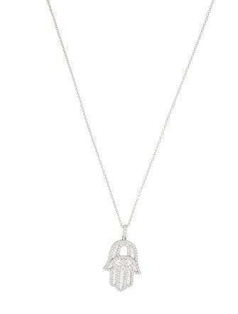 Aaron Basha 18K 1.68ctw Diamond Hamsa Large Pendant w/ Unbranded 14K Necklace
