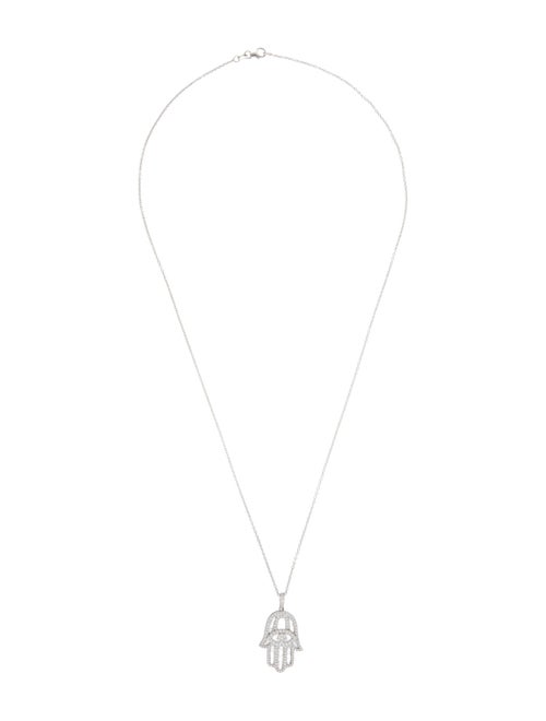 Aaron Basha 18K 1.68ctw Diamond Hamsa Large Pendant w/ Unbranded 14K Necklace