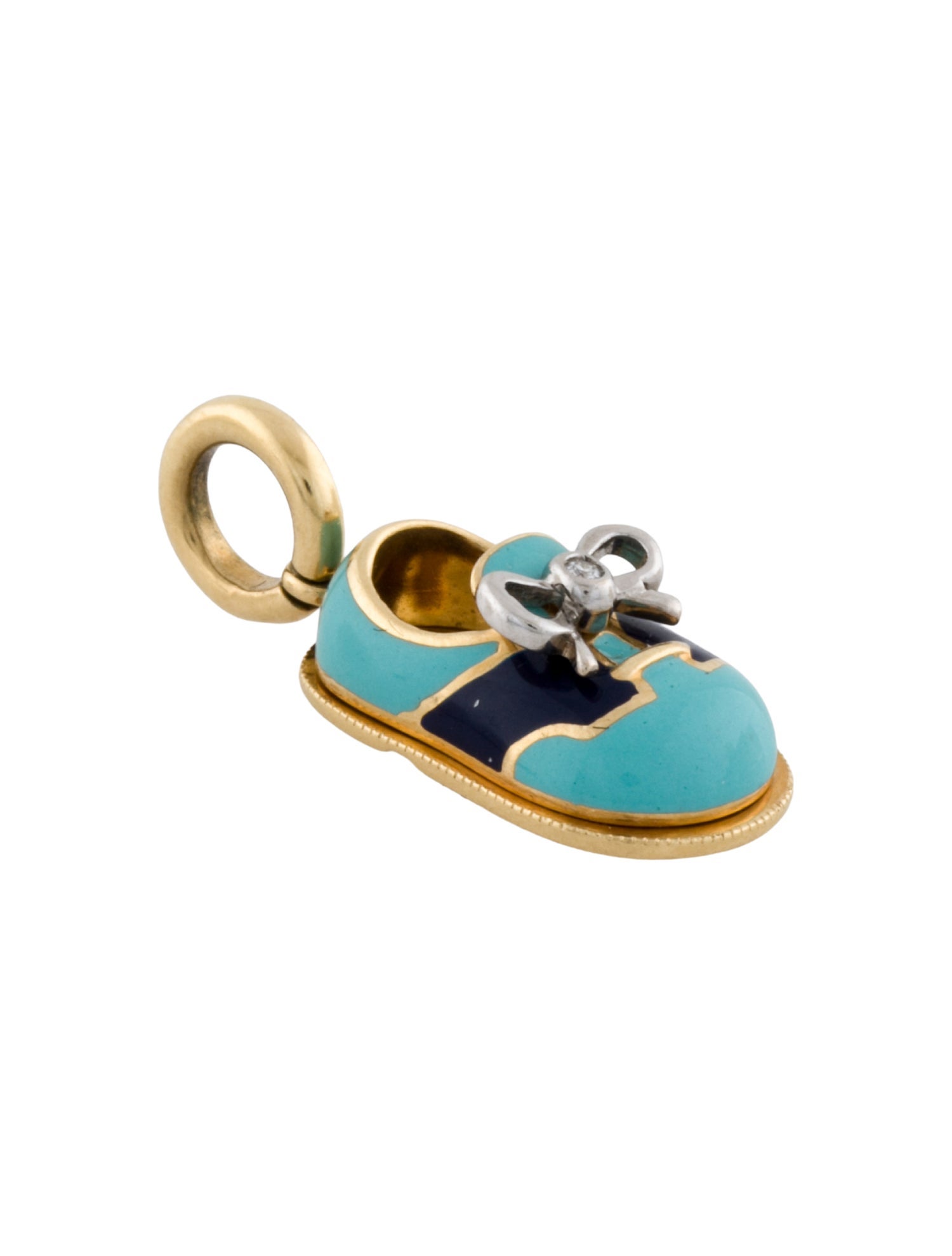Aaron Basha 18K Enamel & Diamond Saddle Shoe Charm