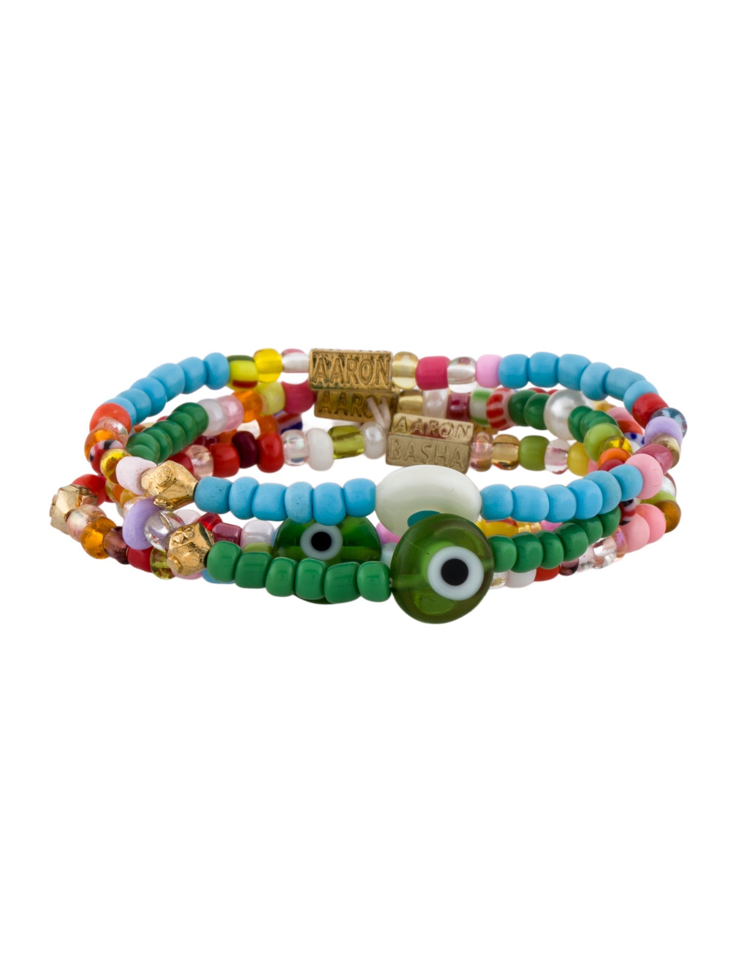Aaron Basha Evil Eye Set of Four Beaded Stretch Bracelets