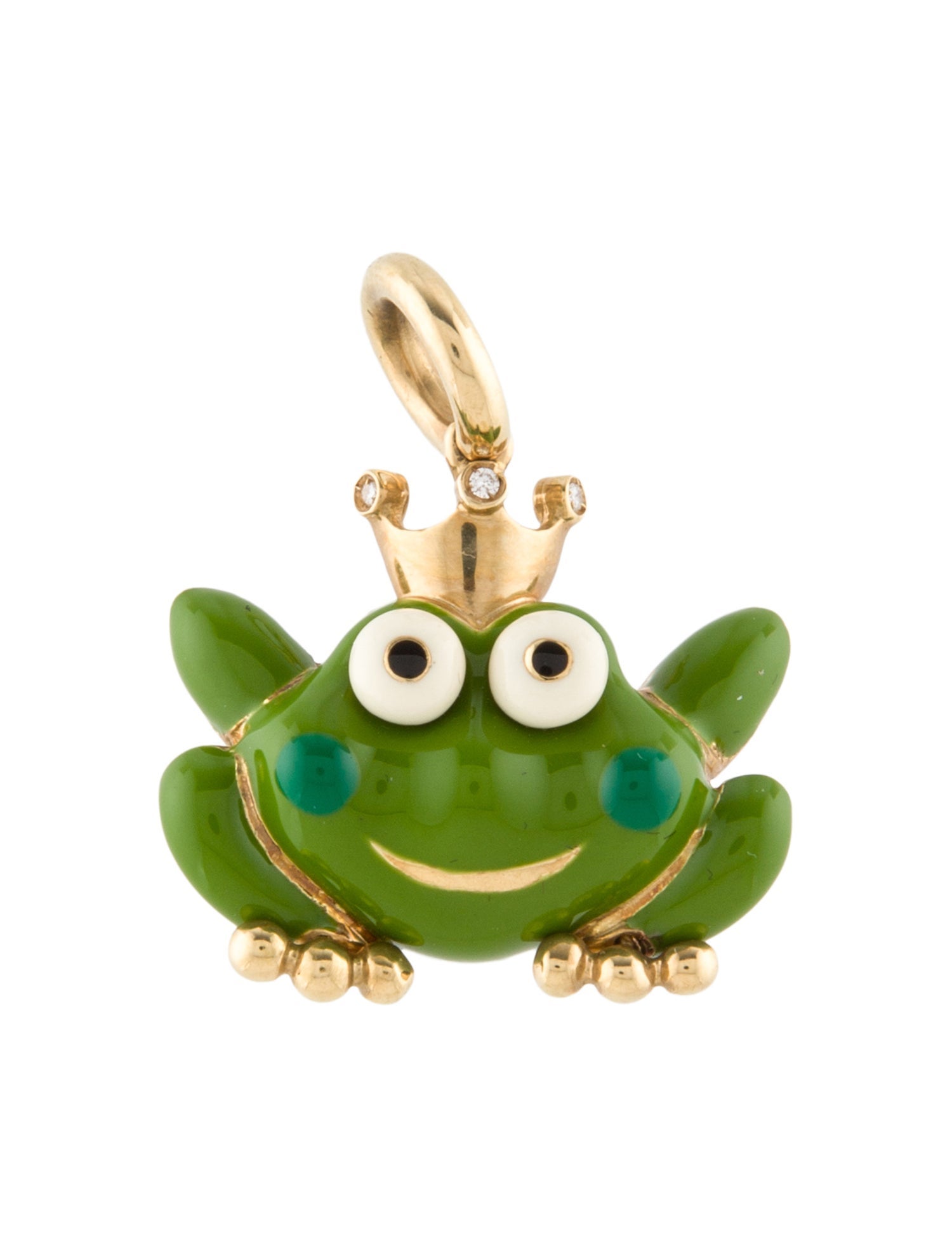 Aaron Basha 18K Diamond & Enamel Frog Prince Pendant