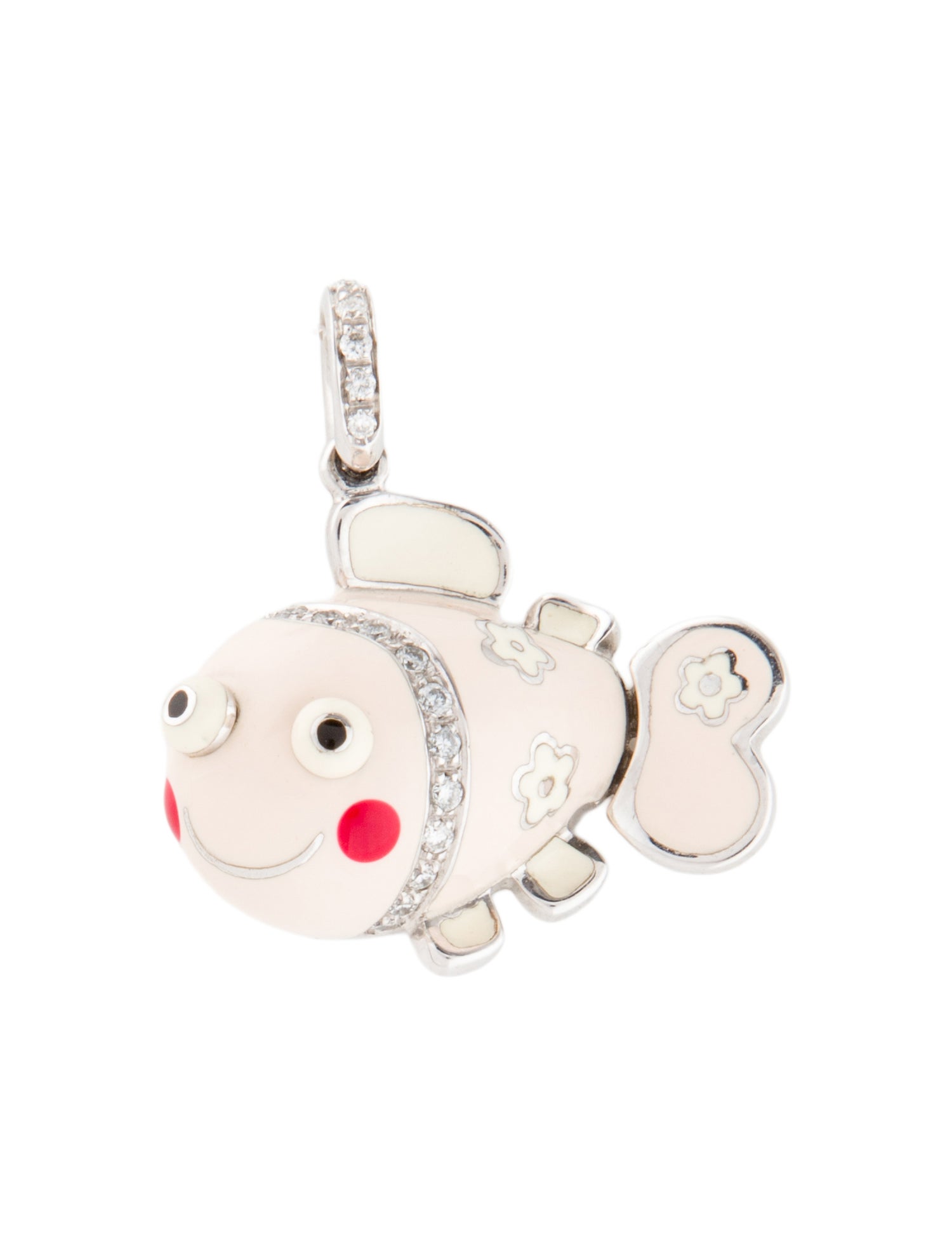 Aaron Basha 18K Diamond & Enamel Flower Fish Charm