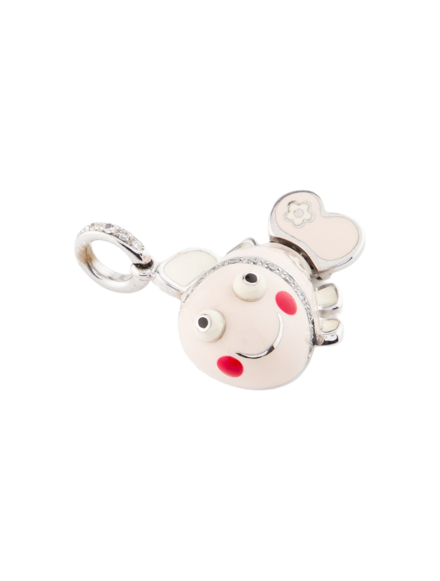 Aaron Basha 18K Diamond & Enamel Flower Fish Charm
