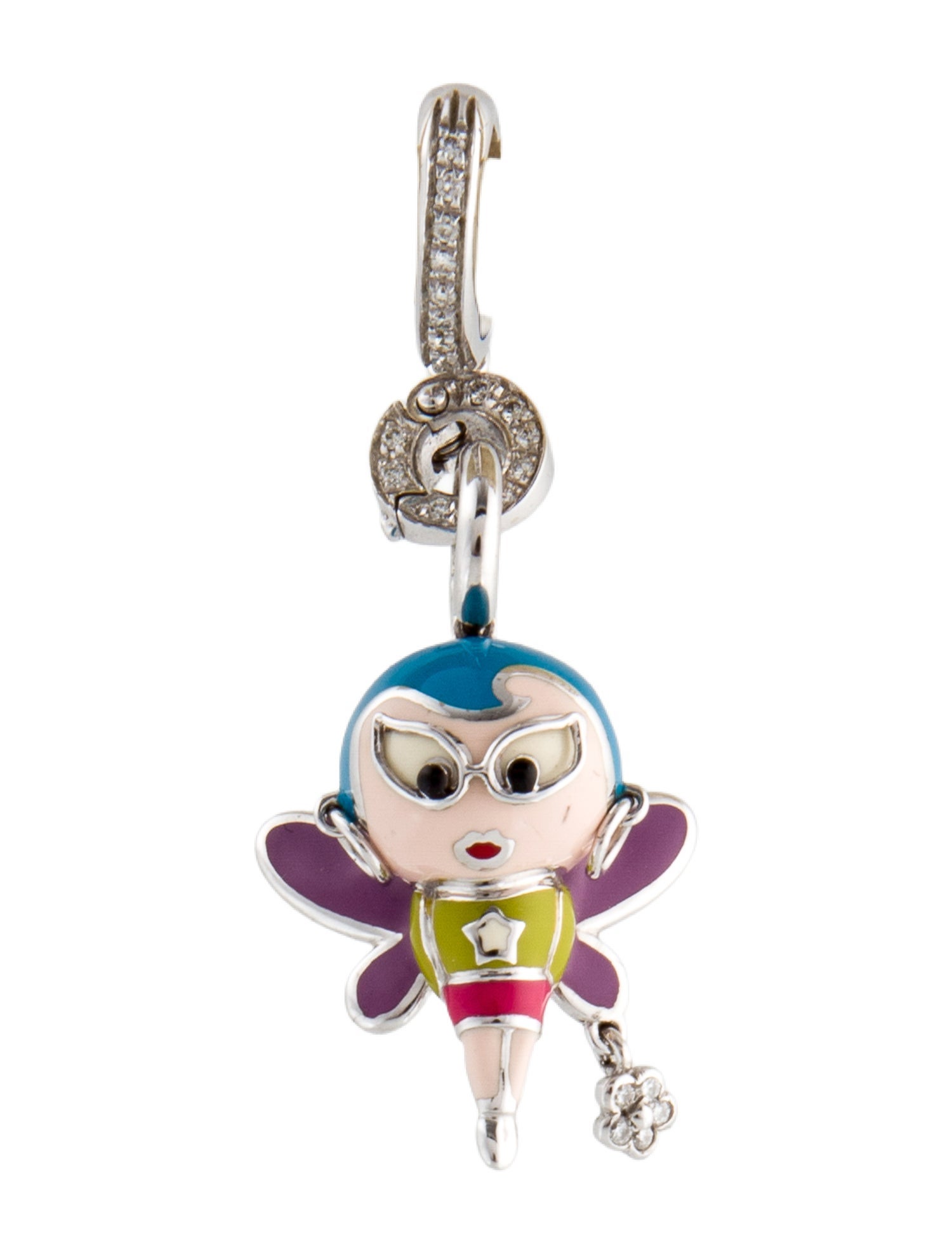 Aaron Basha 18k Diamond Supergirl Charm on Leather Choker