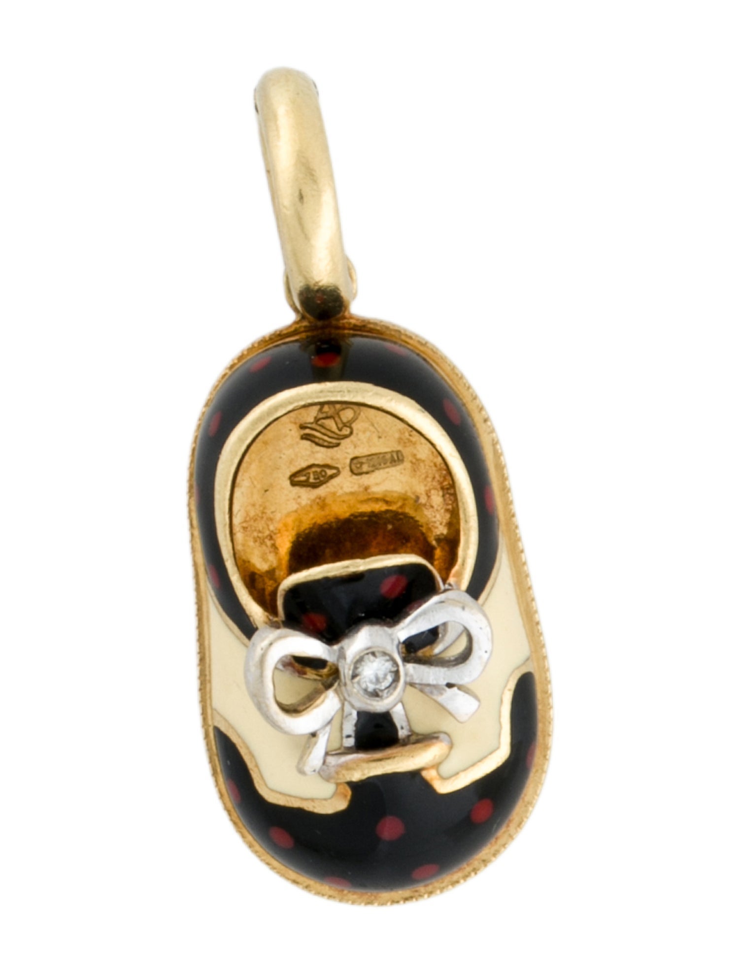 Aaron Basha 18K Enamel & Diamond Polka Dot Saddle Shoe Charm