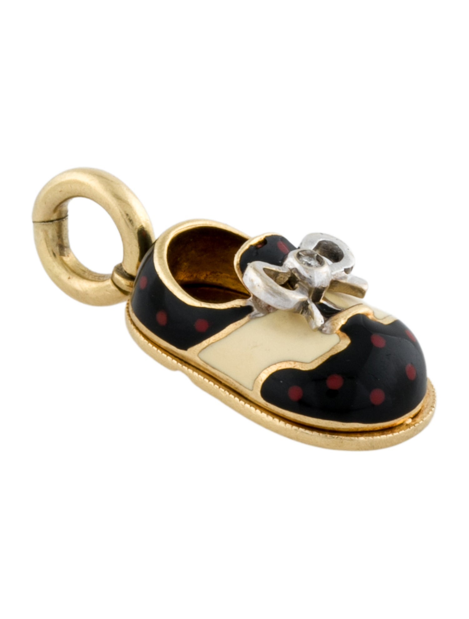 Aaron Basha 18K Enamel & Diamond Polka Dot Saddle Shoe Charm
