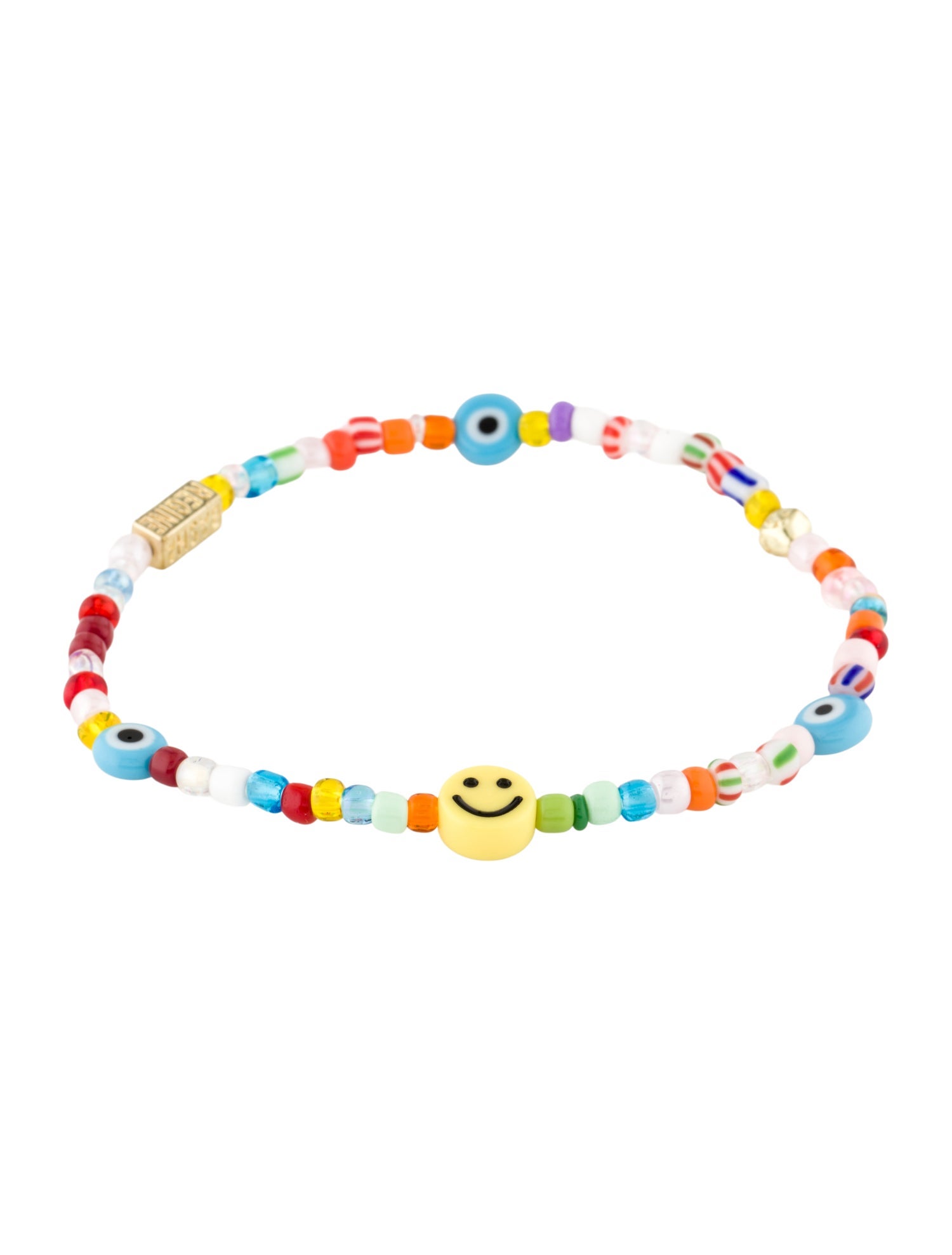 Aaron Basha Glass Evil Eye Stretch Beaded Bracelet