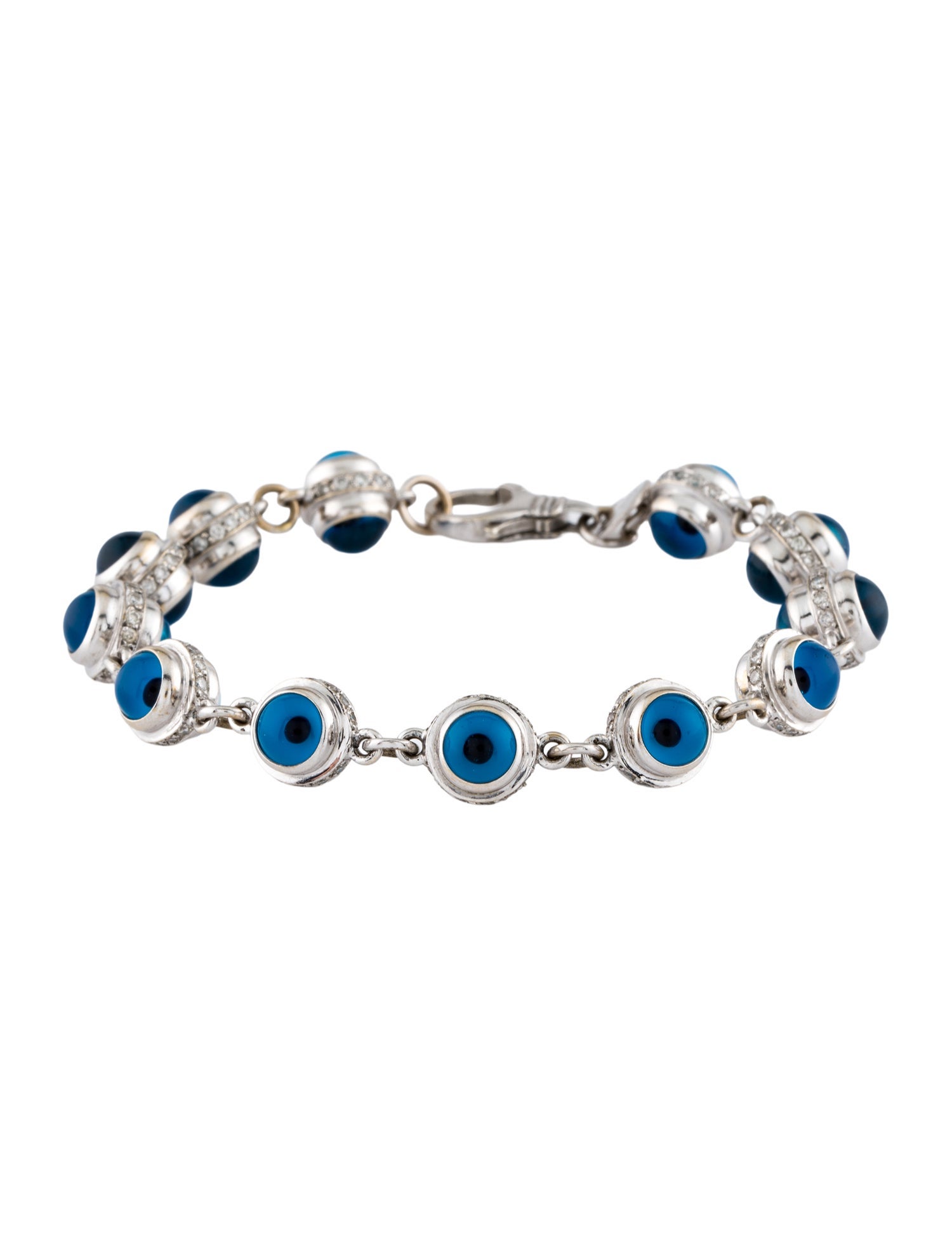 Aaron Basha 18K Glass & Diamond Eye Bracelet