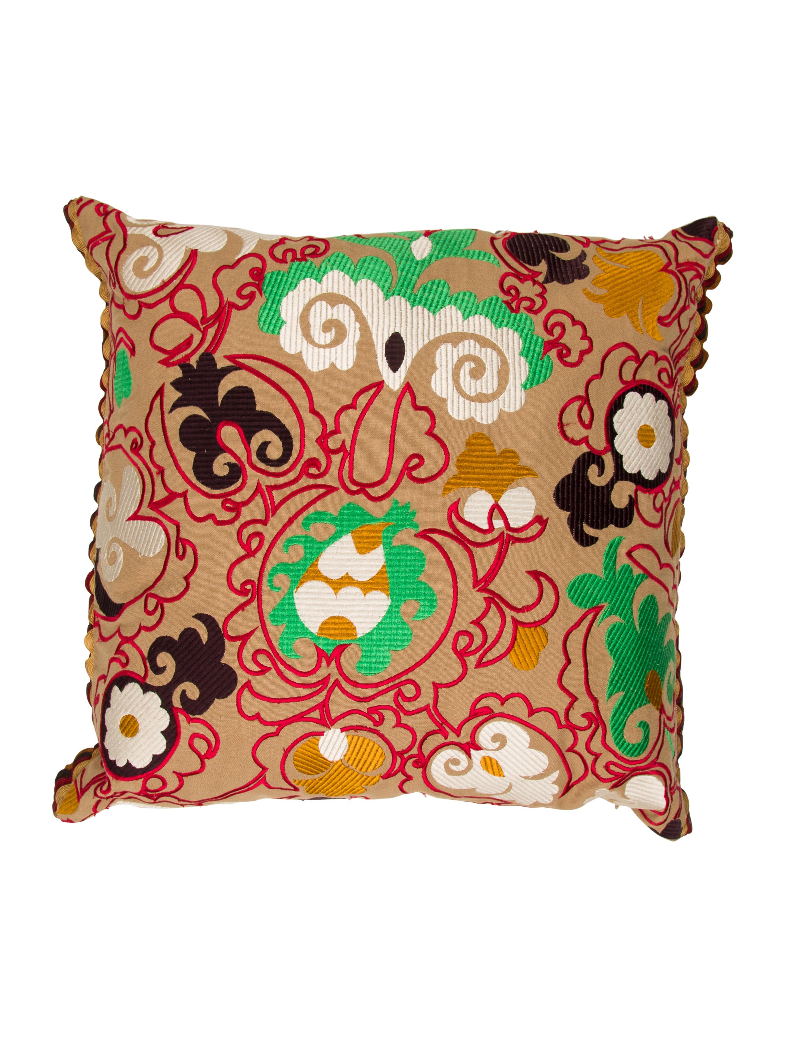ABC Carpet & Home Ruffle-Embellished Embroidered Throw Pillows w/ Tags - Bedding And Bath ...