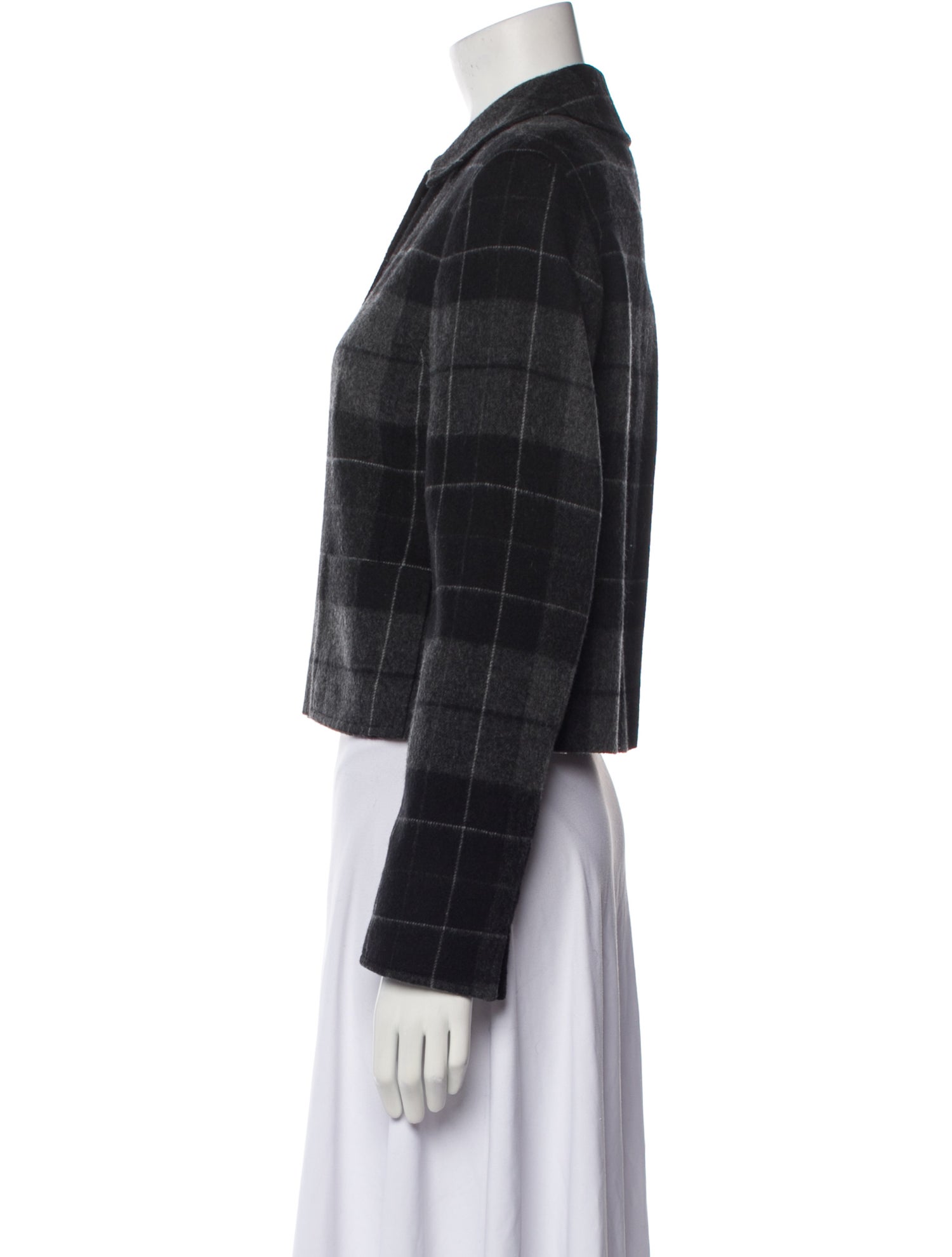 Akris x Bergdorf Goodman Wool Plaid Print Evening Jacket