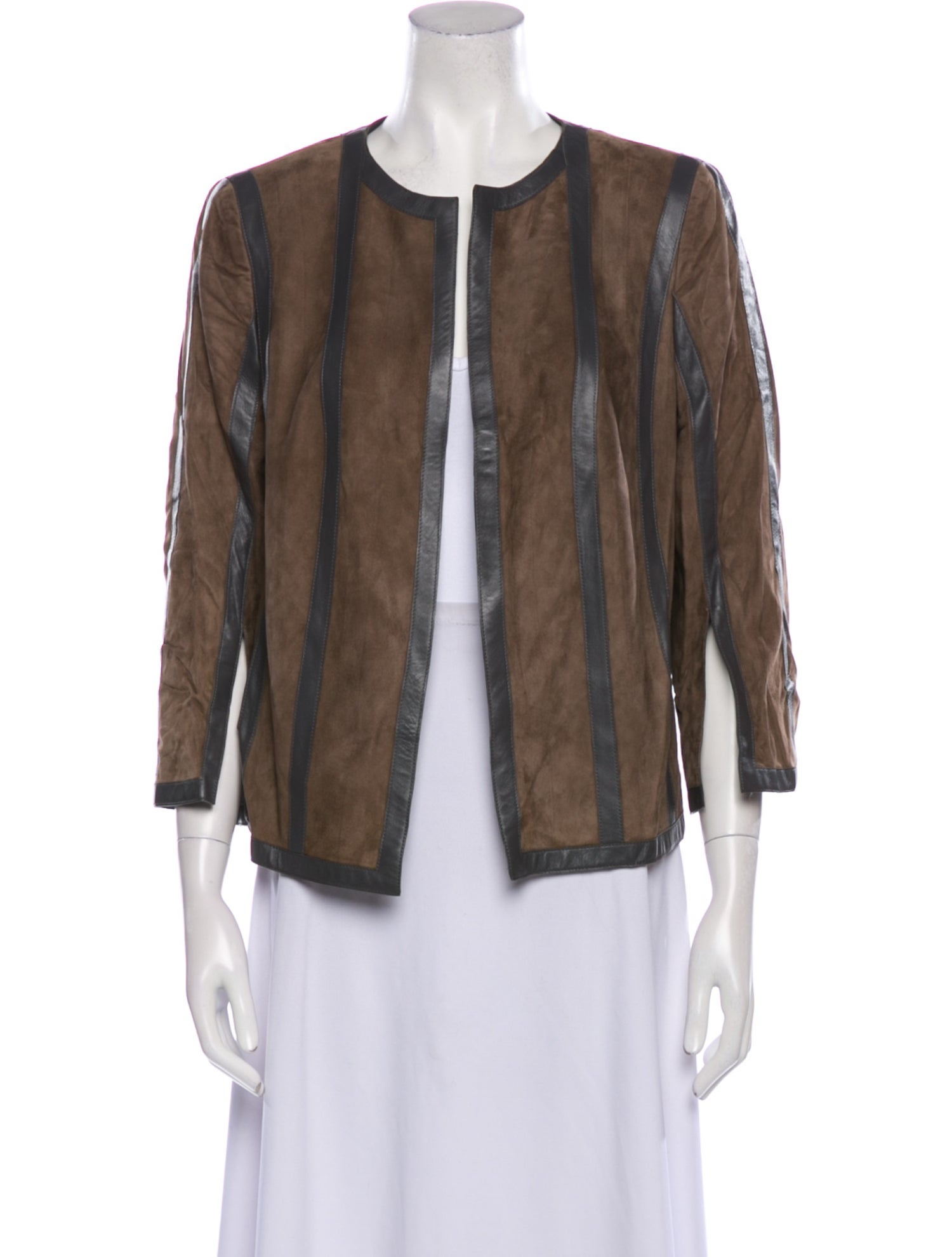 Akris x Bergdorf Goodman Suede Striped Jacket