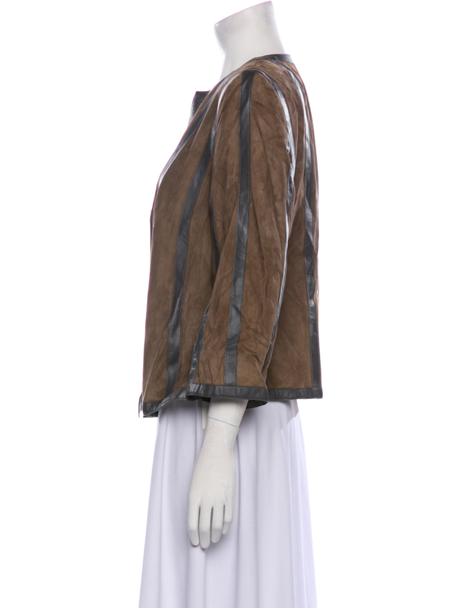 Akris x Bergdorf Goodman Suede Striped Jacket