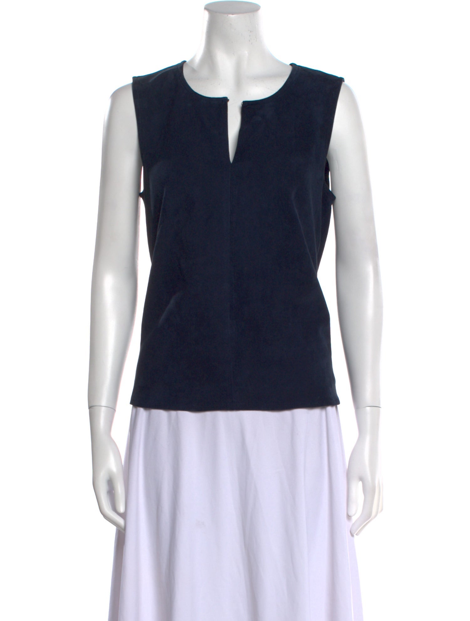 Akris x Bergdorf Goodman Suede V-Neck Top