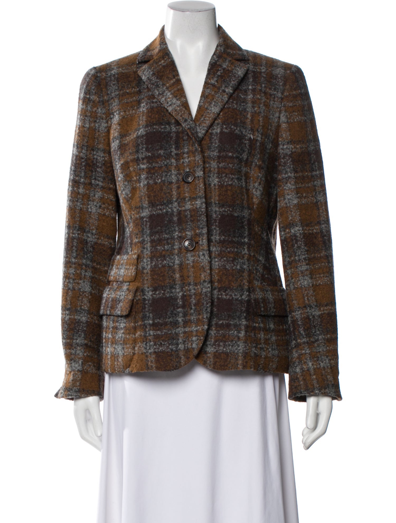 Akris x Bergdorf Goodman Alpaca Plaid Print Blazer