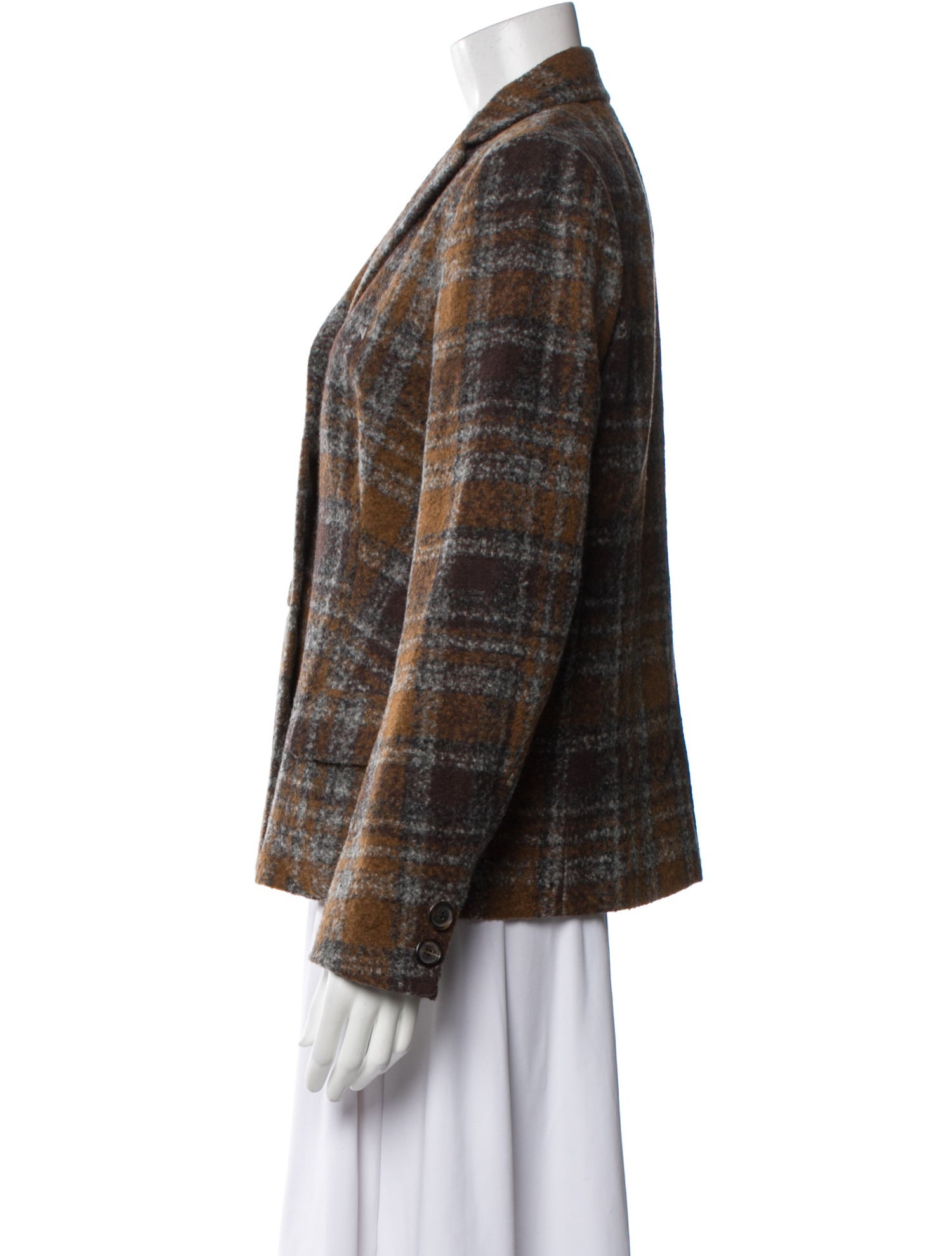 Akris x Bergdorf Goodman Alpaca Plaid Print Blazer