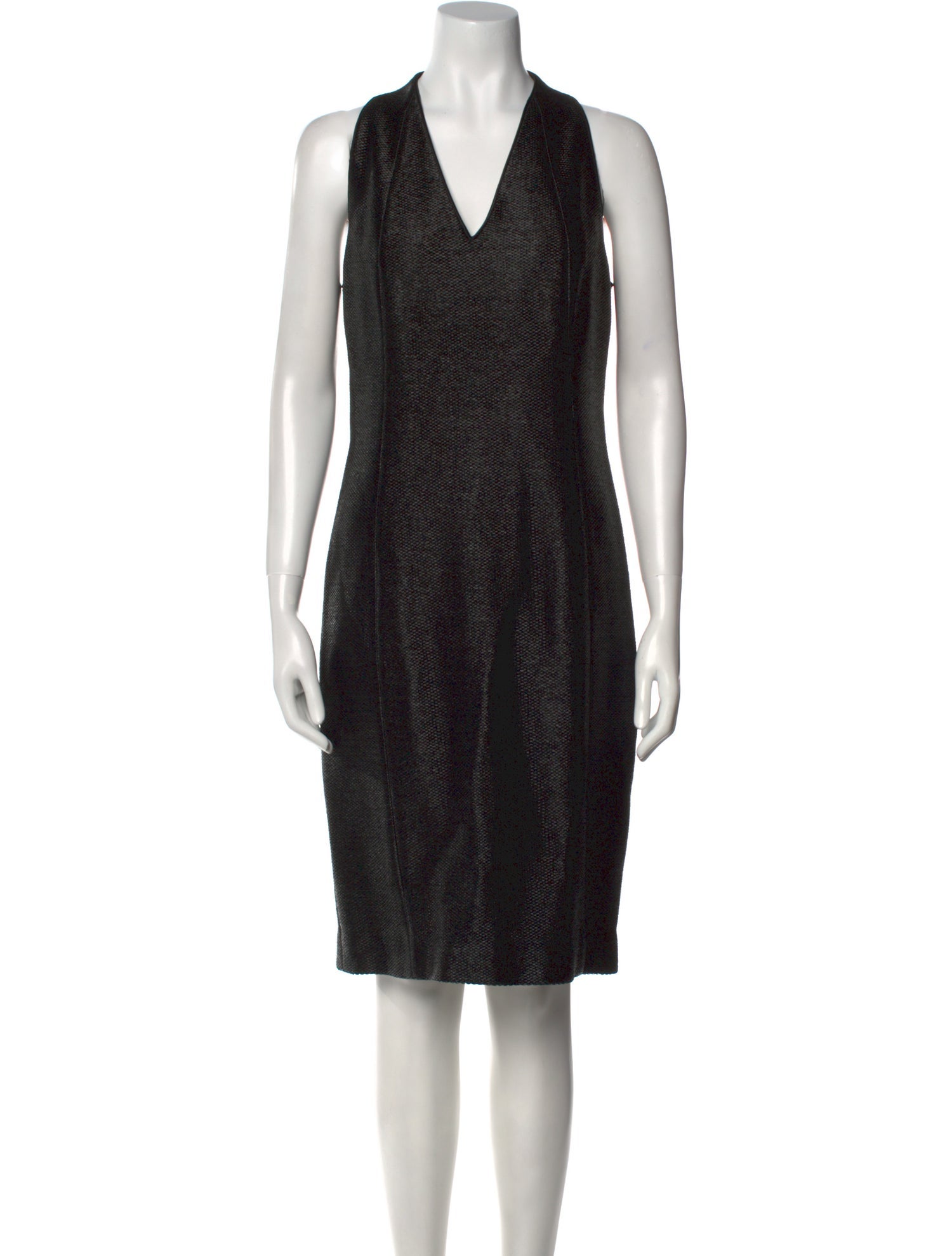 Akris x Bergdorf Goodman V-Neck Knee-Length Dress