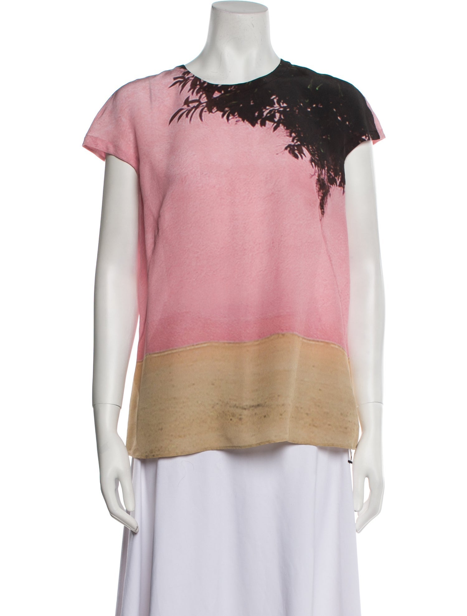 Akris x Bergdorf Goodman Silk Colorblock Pattern Top