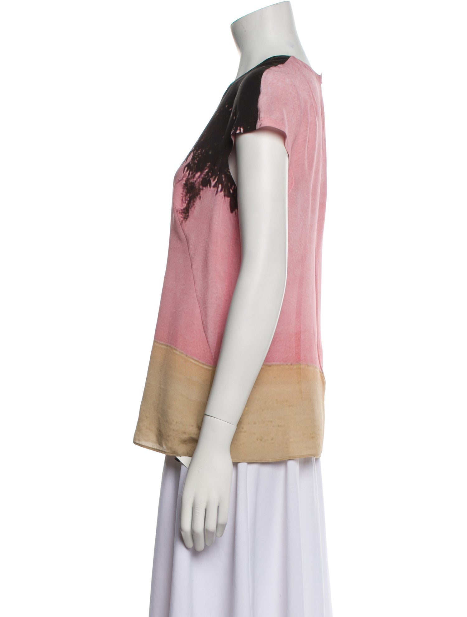 Akris x Bergdorf Goodman Silk Colorblock Pattern Top